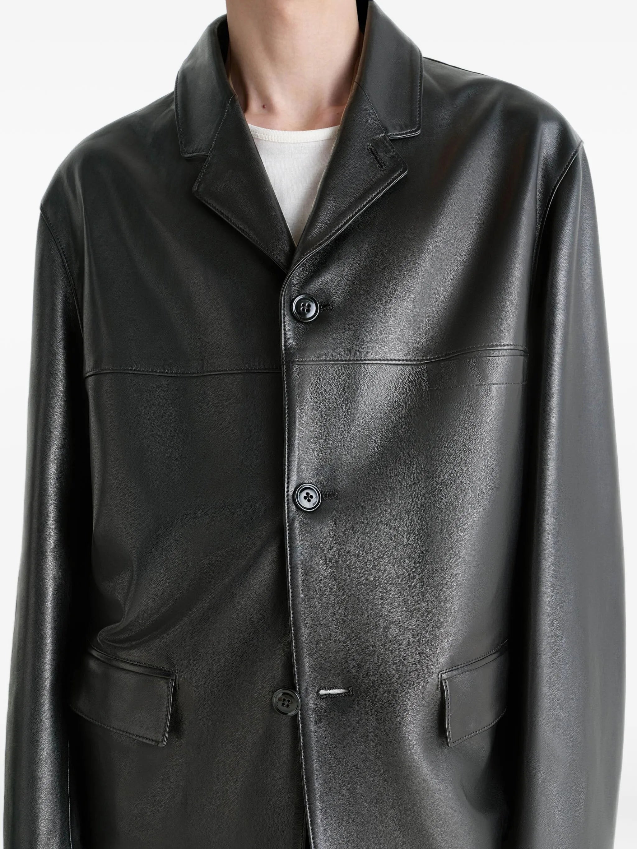 tailored single-breasted leather jacket