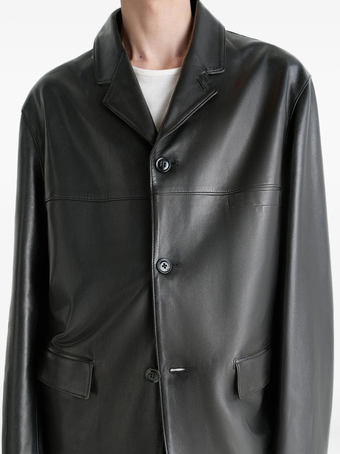 tailored single-breasted leather jacket