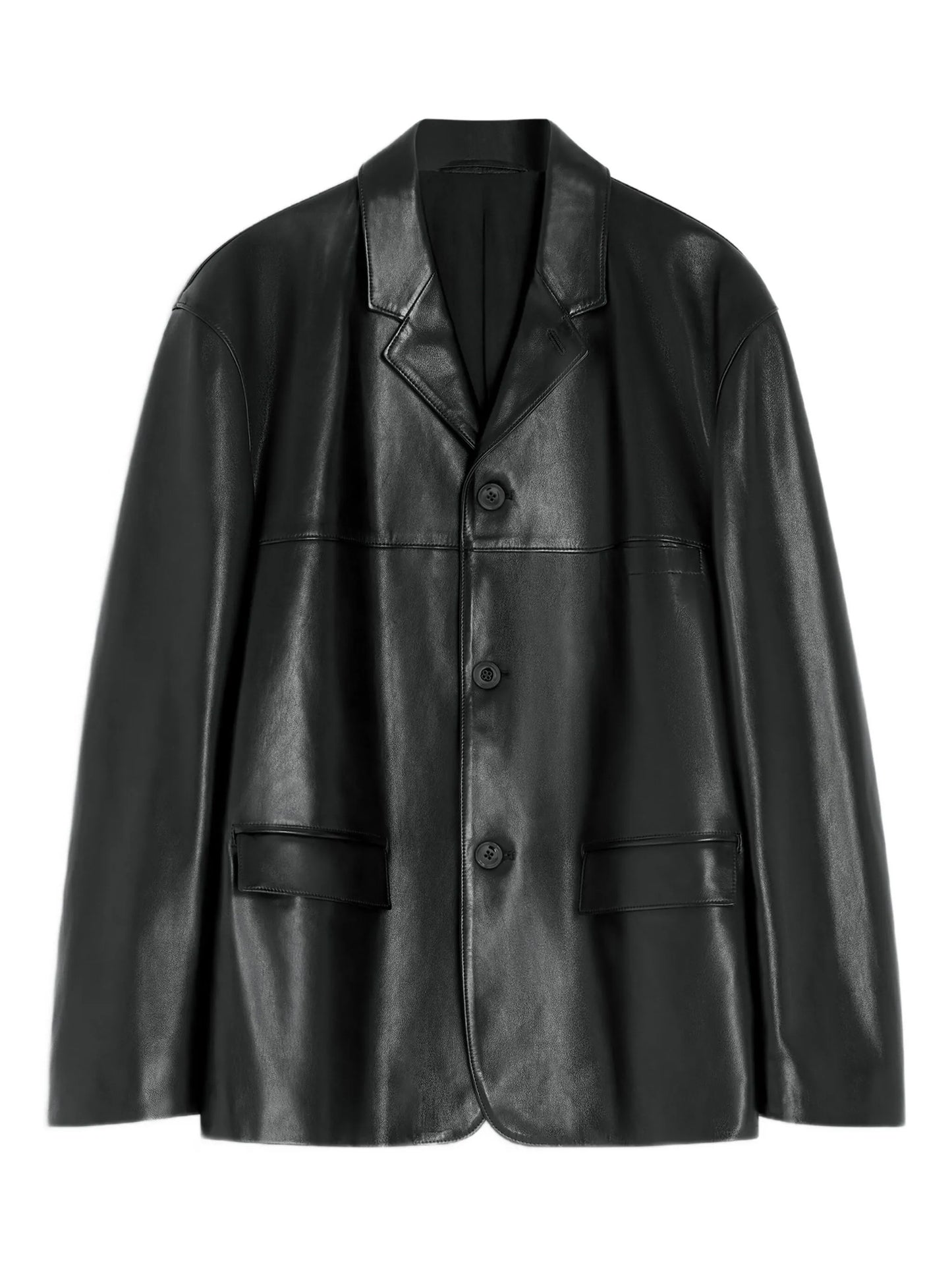 tailored single-breasted leather jacket