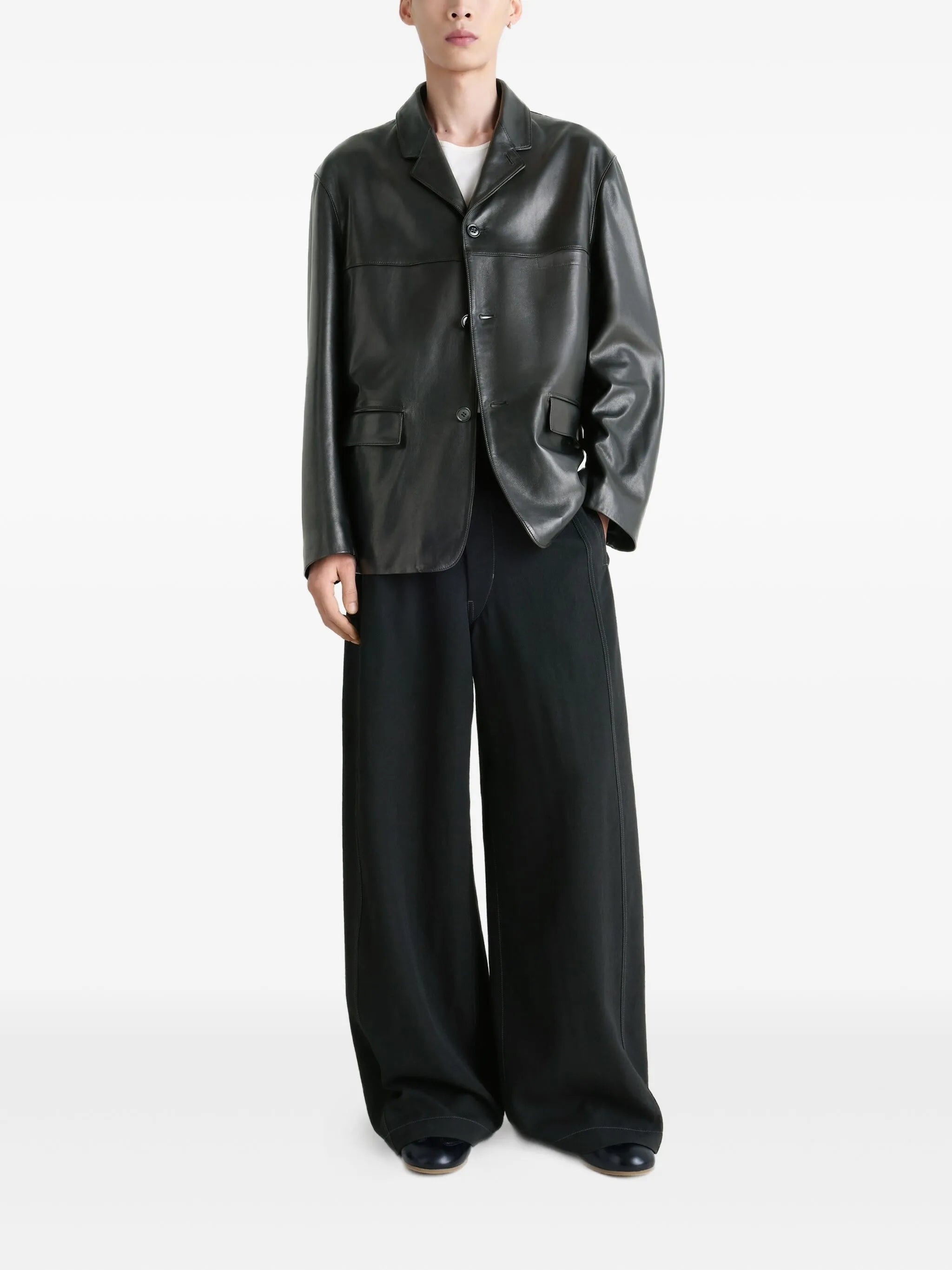 tailored single-breasted leather jacket