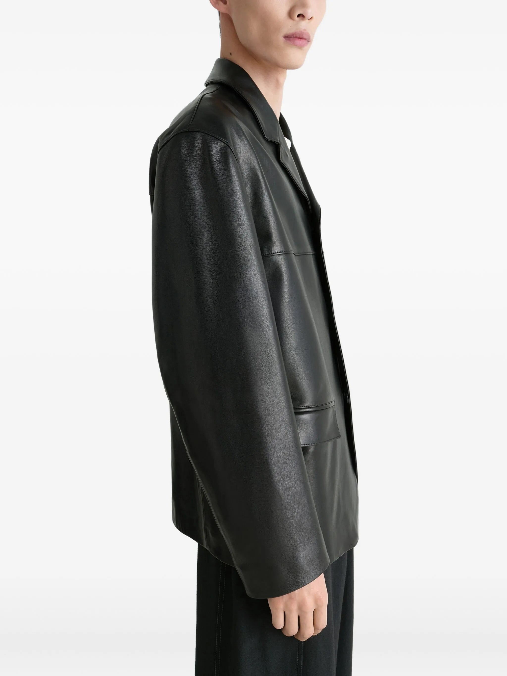 tailored single-breasted leather jacket