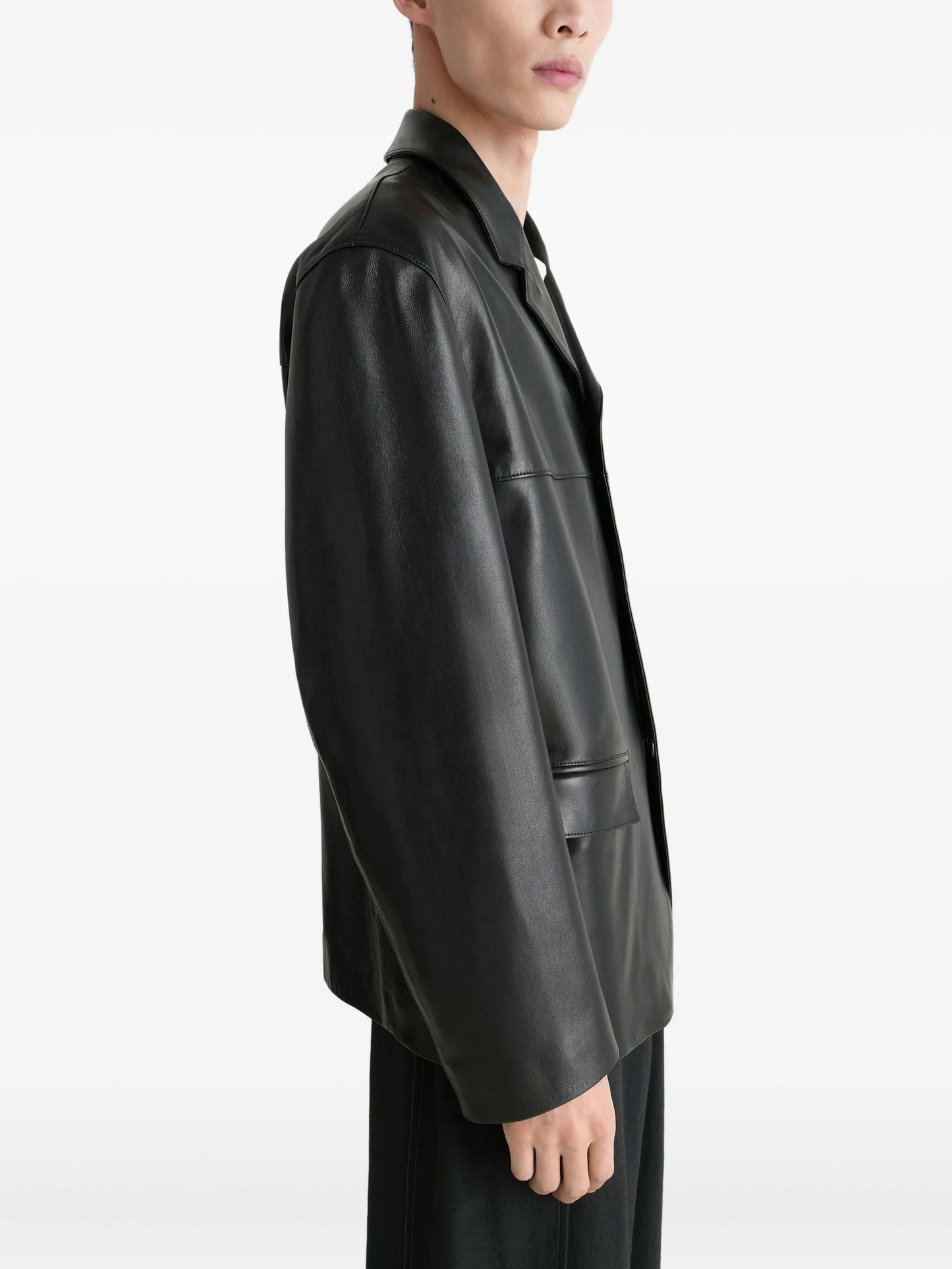 tailored single-breasted leather jacket