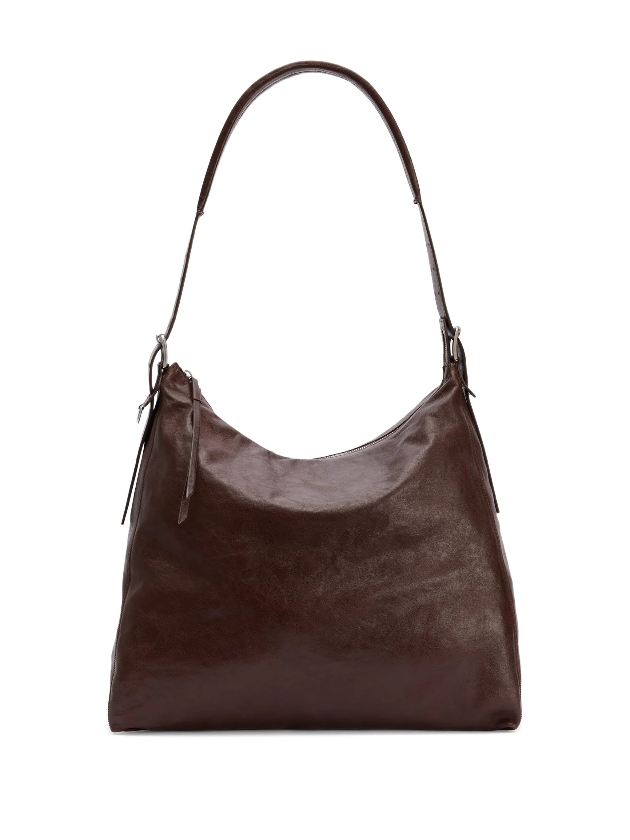 belted leather tote bag