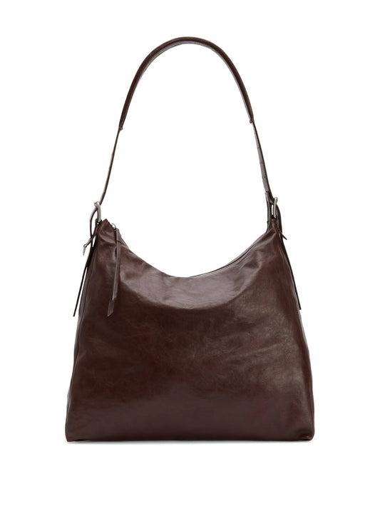 belted leather tote bag