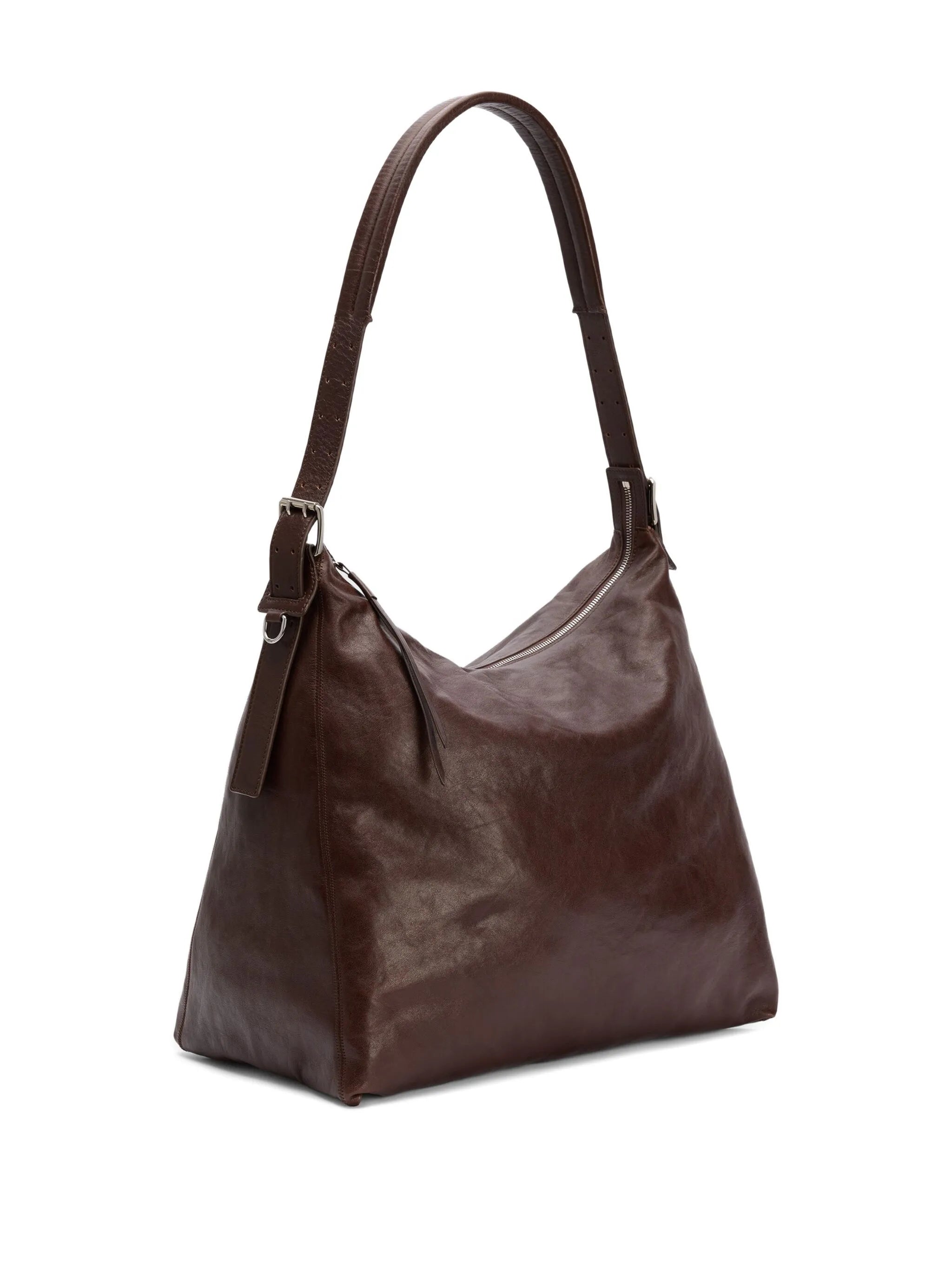 belted leather tote bag