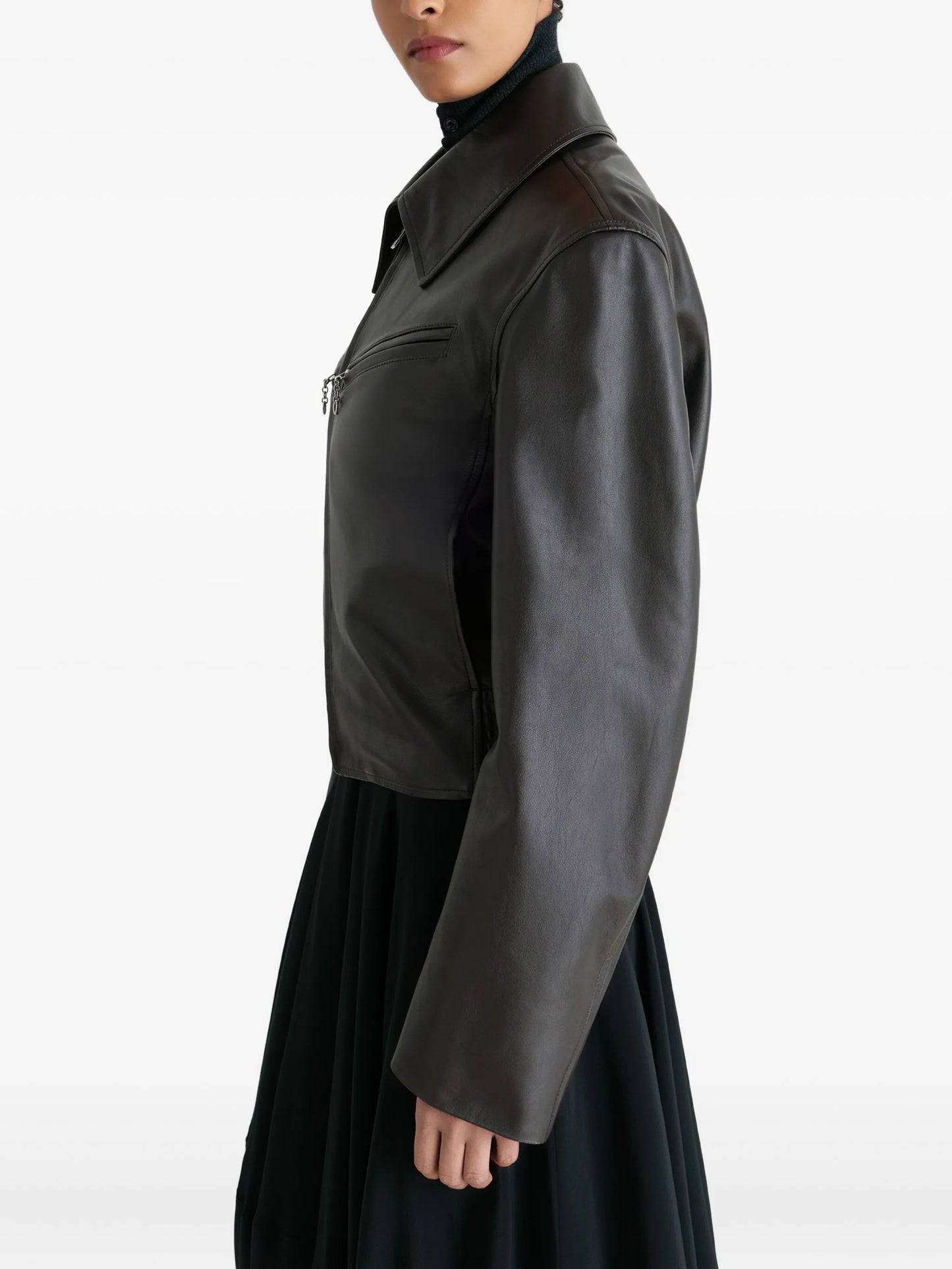 zip-front leather jacket