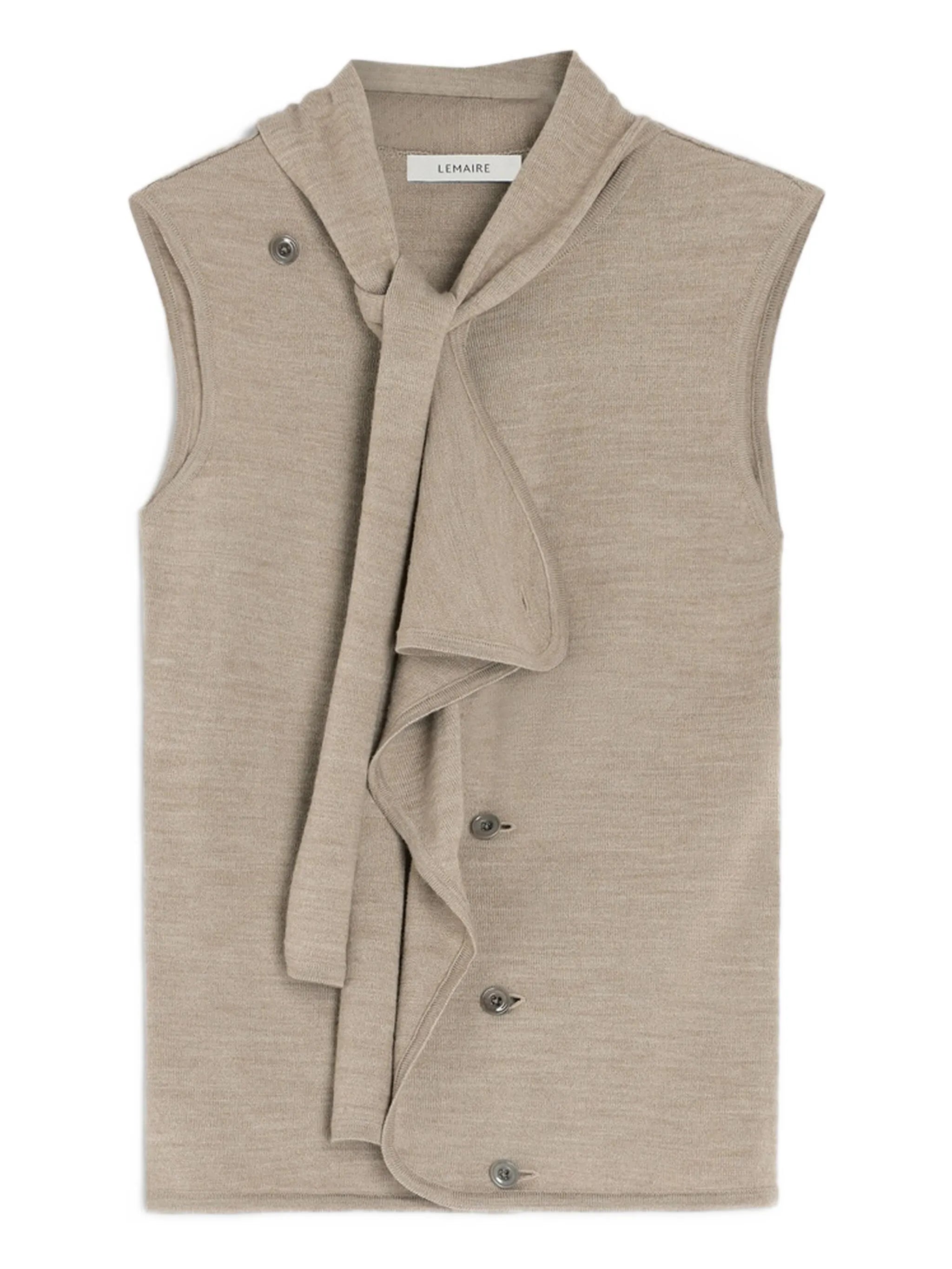 tie-neck asymmetrical-design knitted top