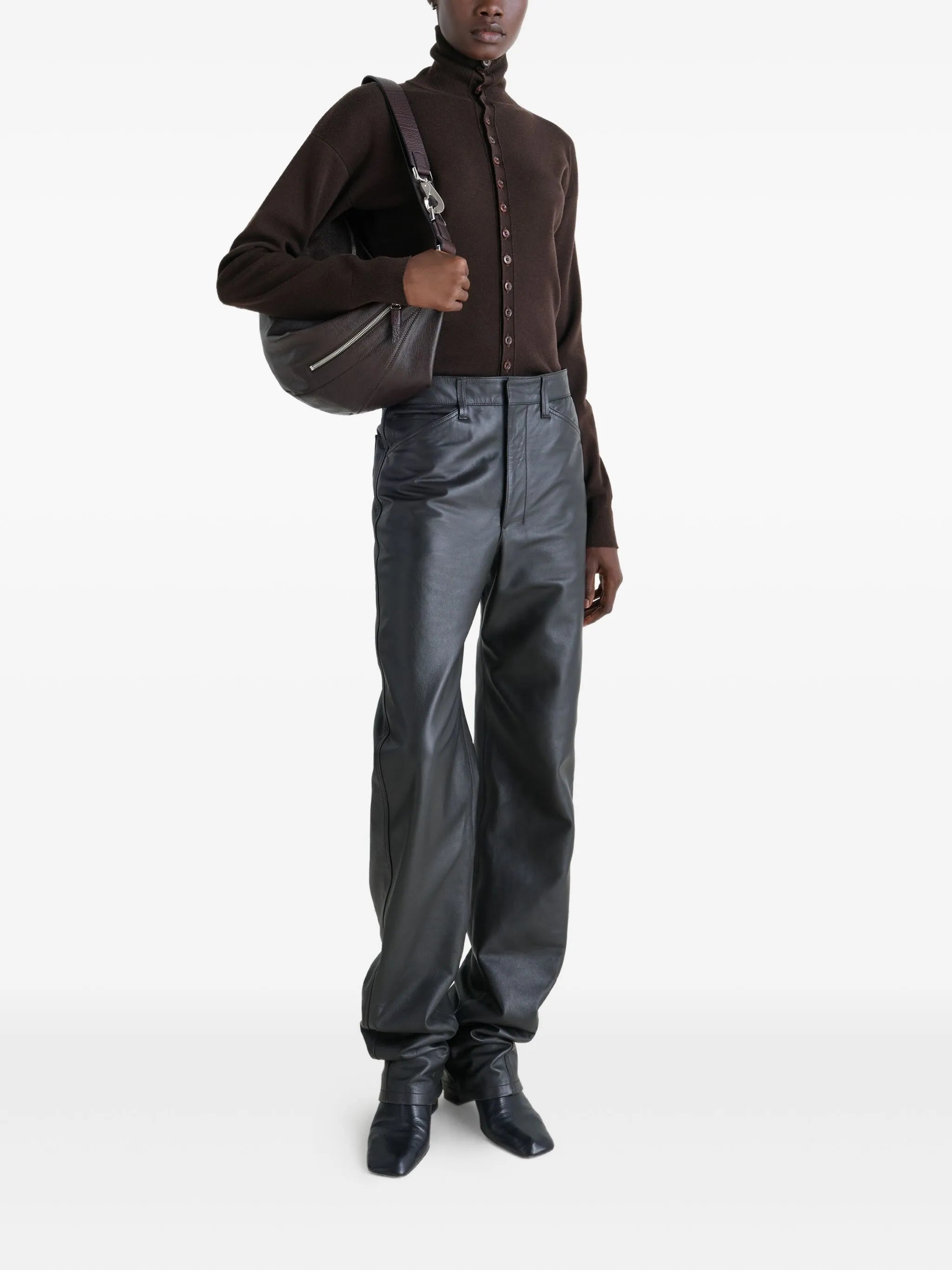 high-neck cardigan