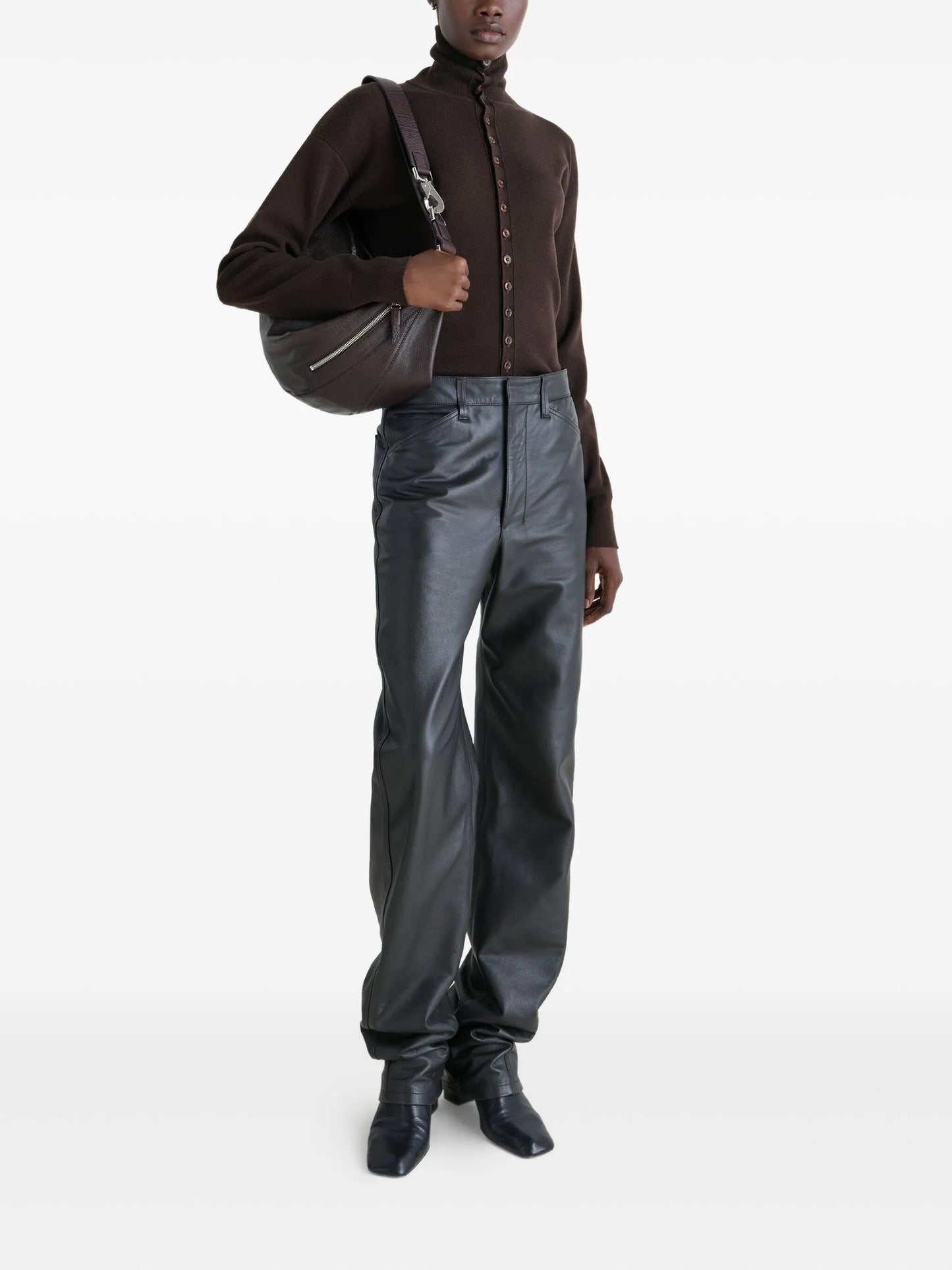 high-neck cardigan