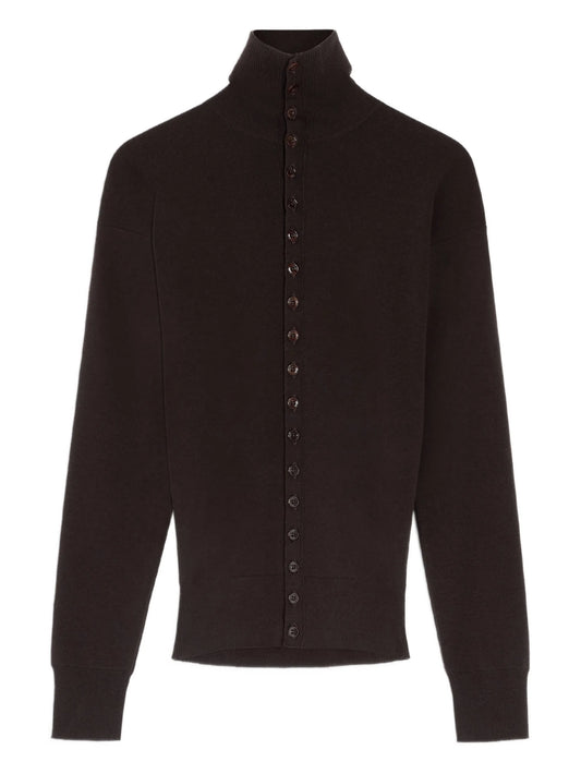high-neck cardigan