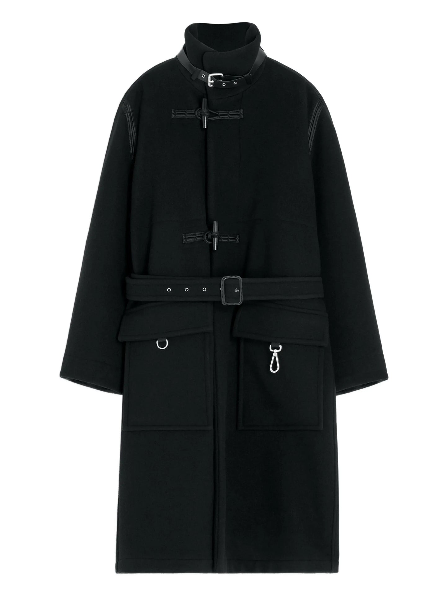 belted toggle-fastening coat