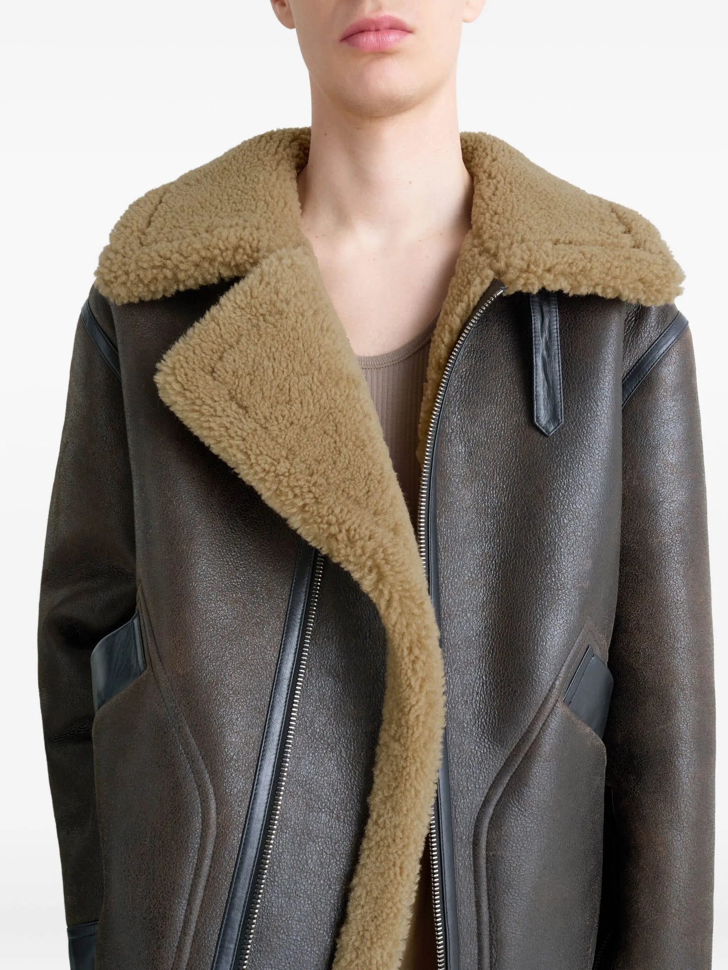 shearling-trim jacket