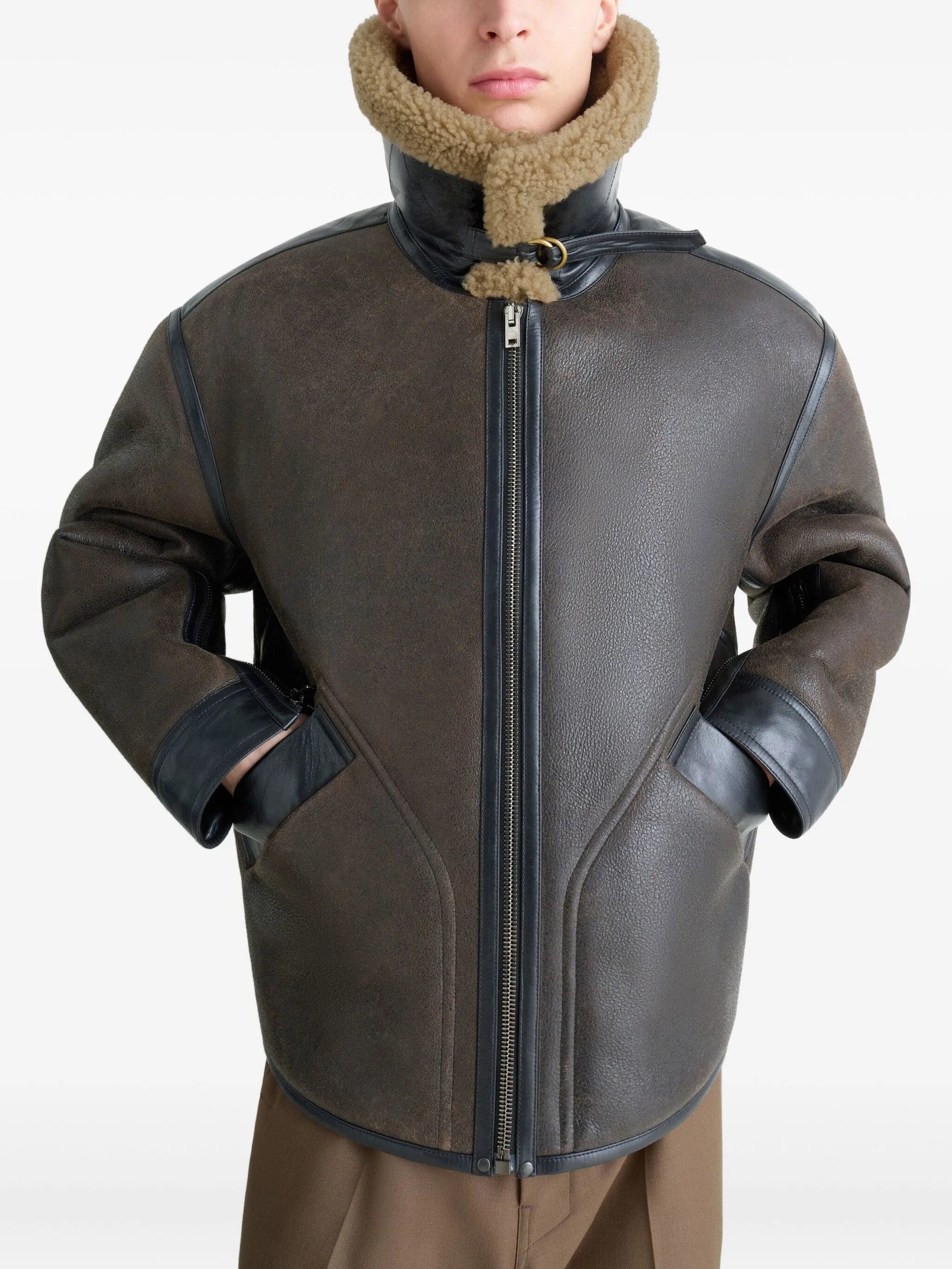 shearling-trim jacket