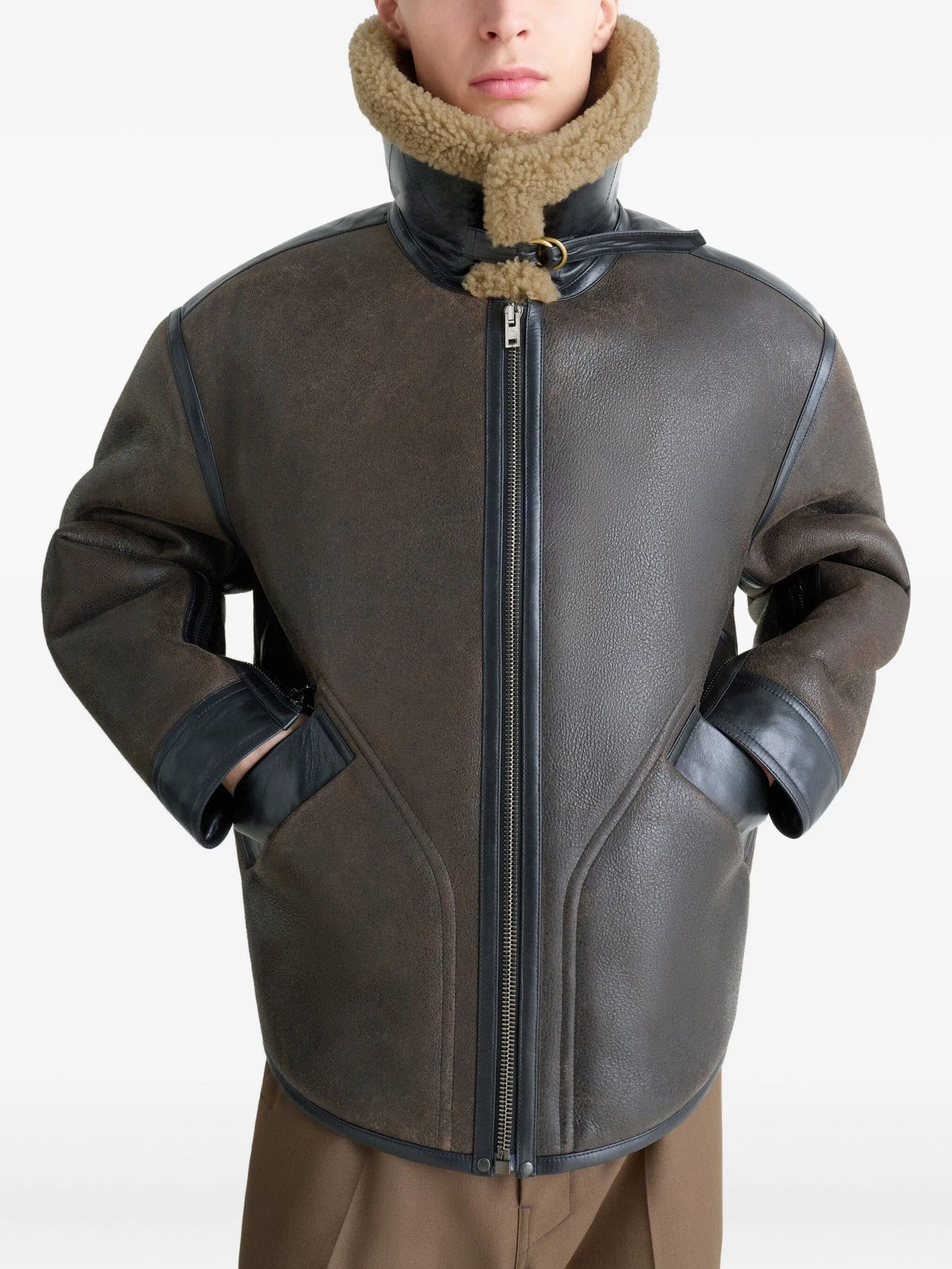 shearling-trim jacket