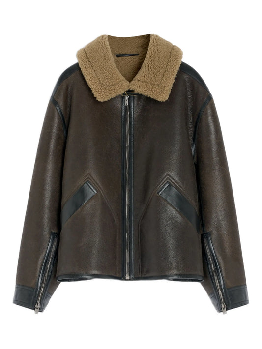 shearling-trim jacket