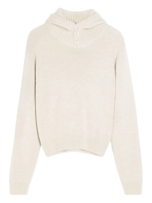 buttoned ribbed-knit sweater