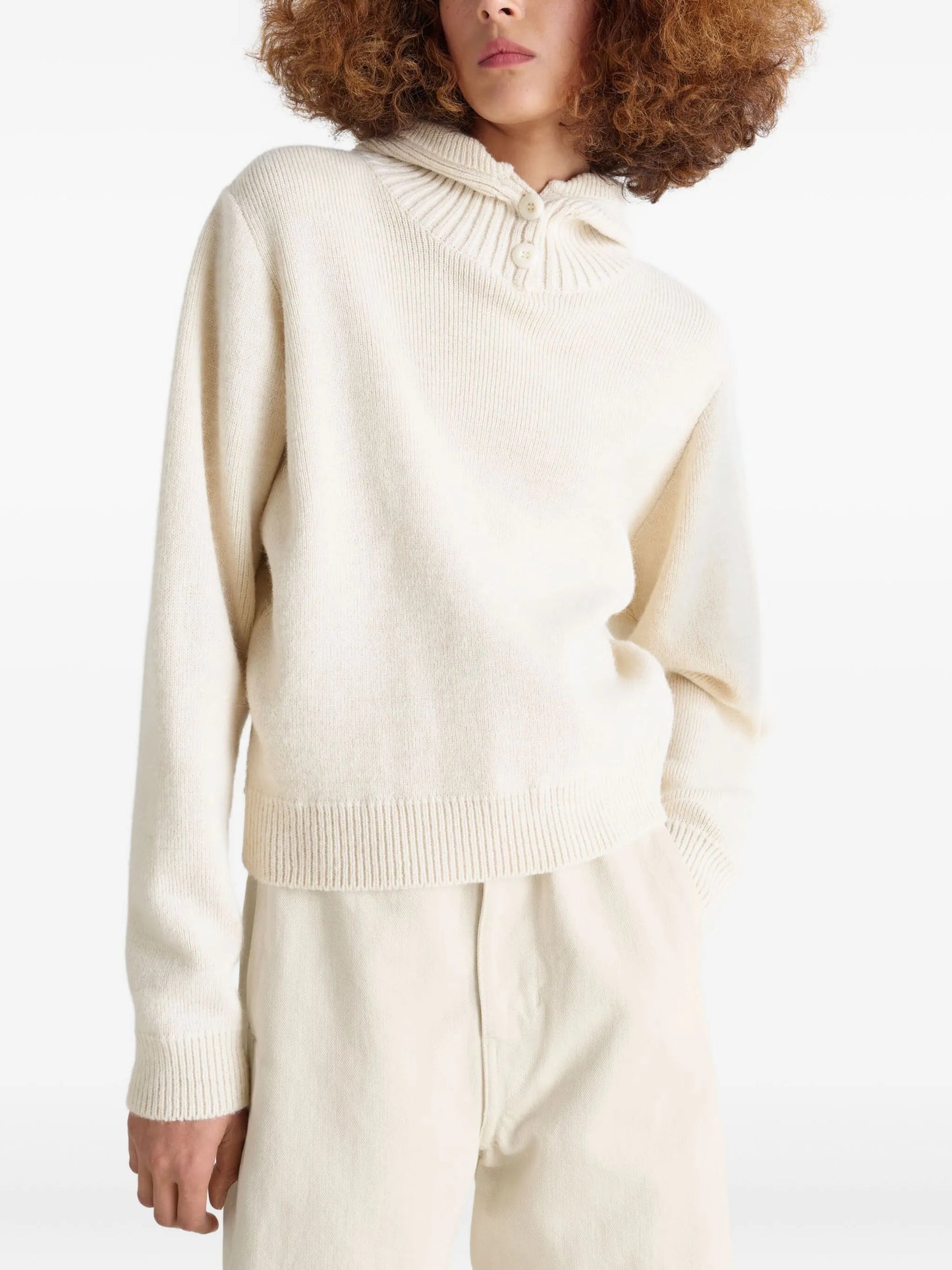 buttoned ribbed-knit sweater