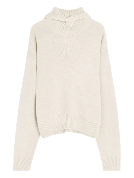 buttoned ribbed-knit jumper