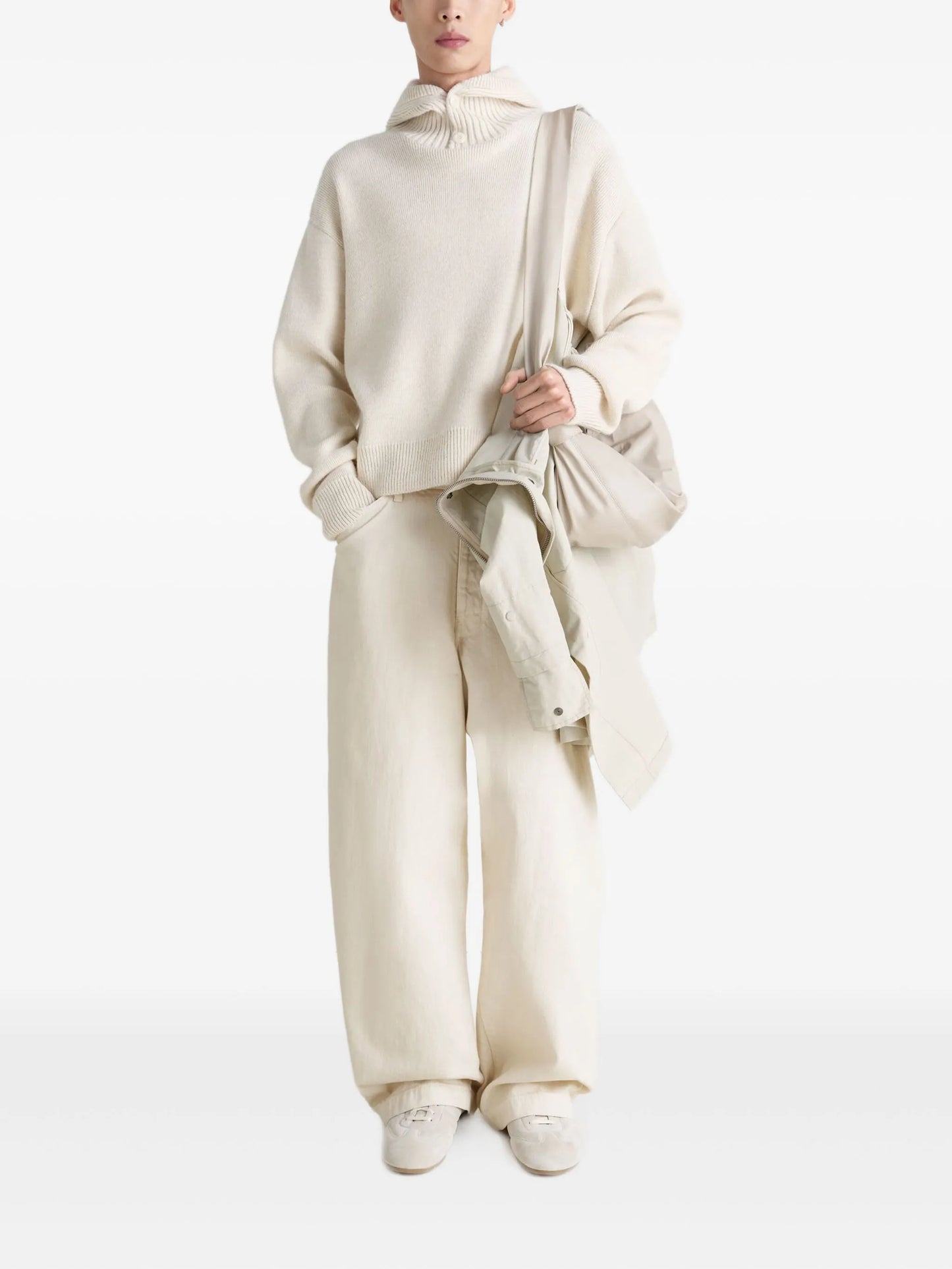 buttoned ribbed-knit jumper