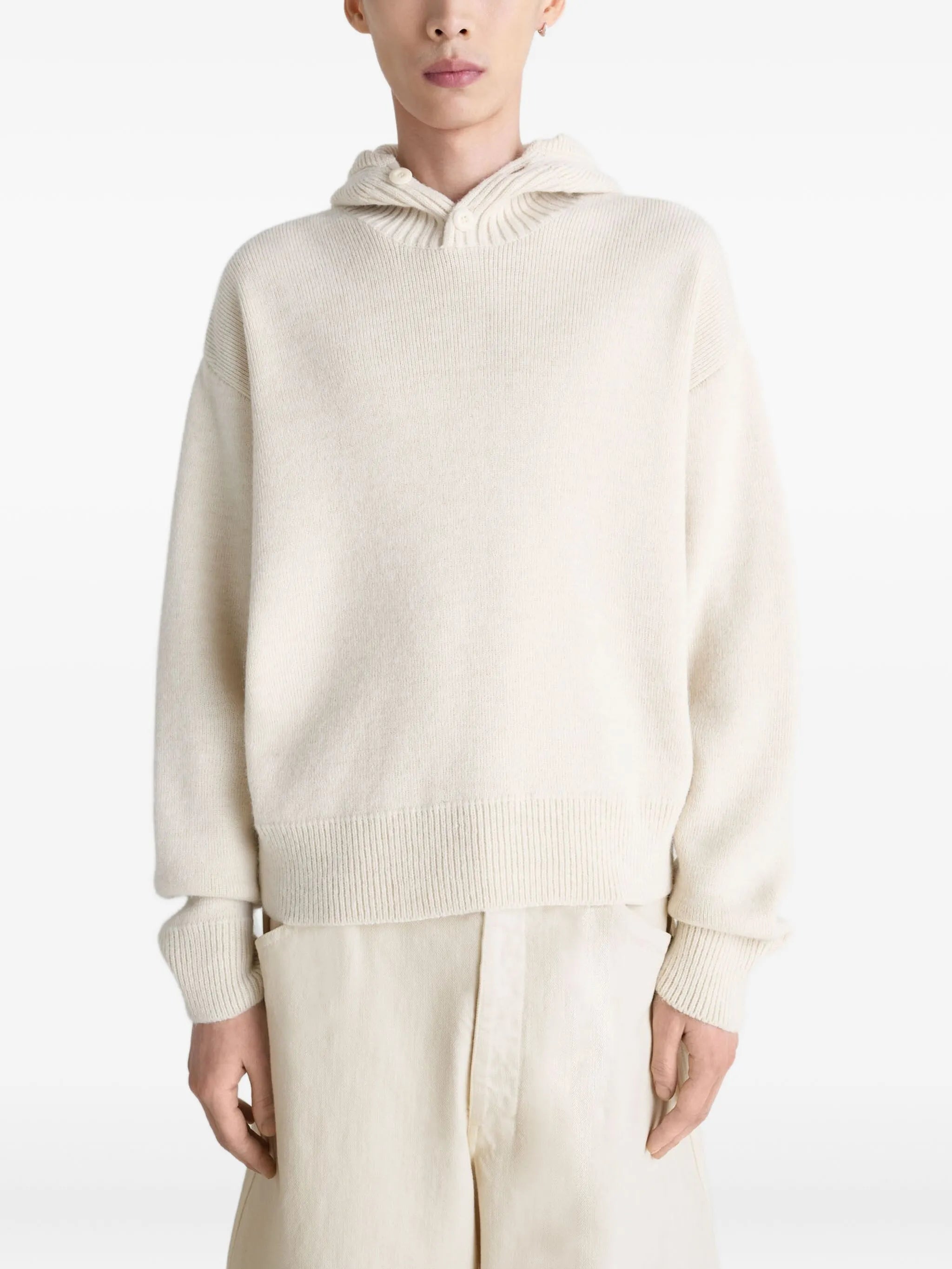 buttoned ribbed-knit jumper