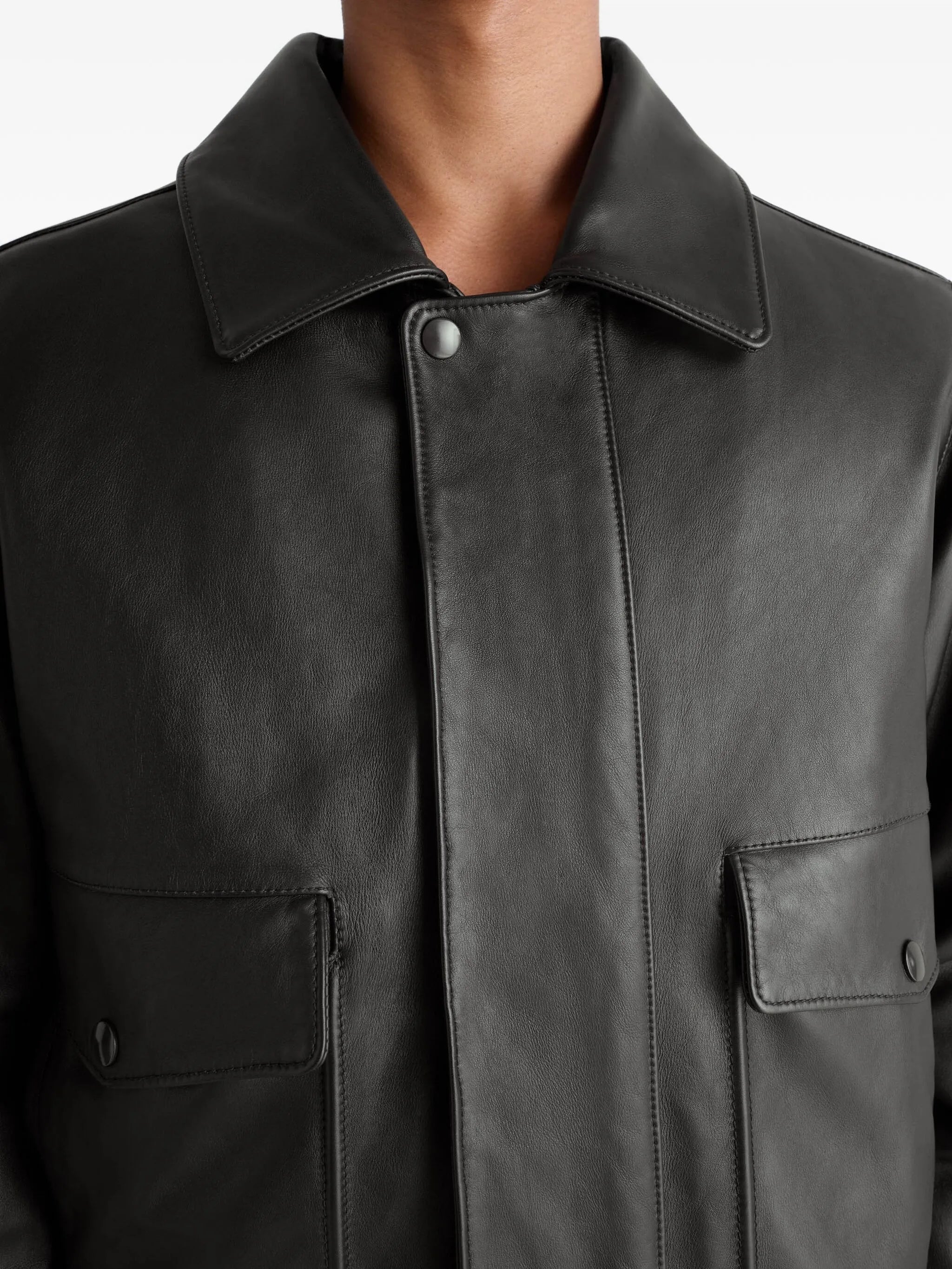fur-collar leather jacket