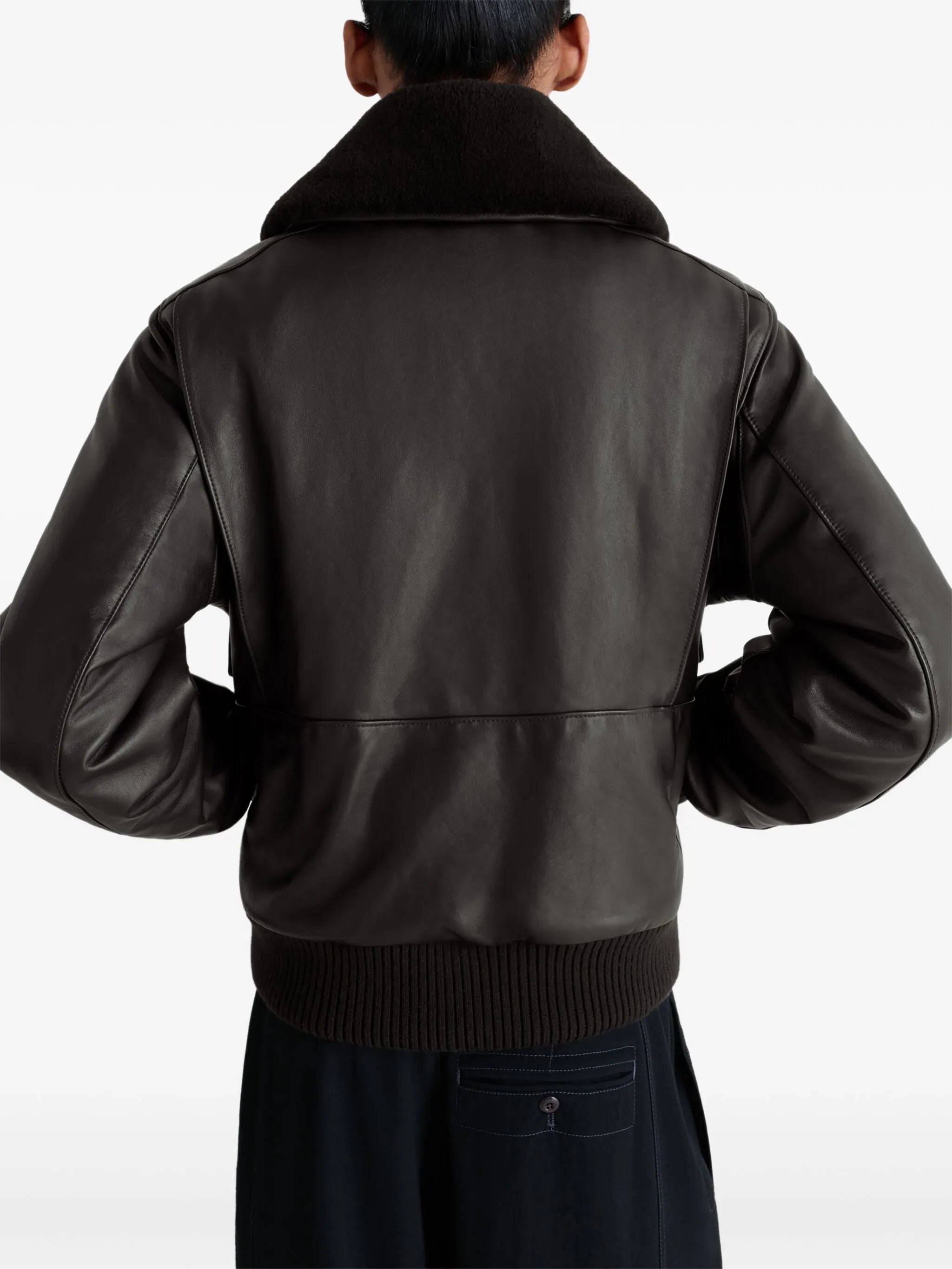 sheepskin-collar leather jacket