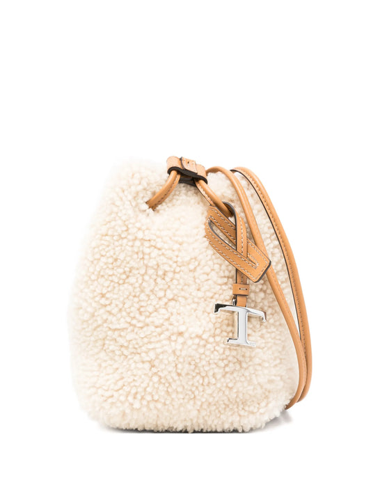 shearling bucket bag