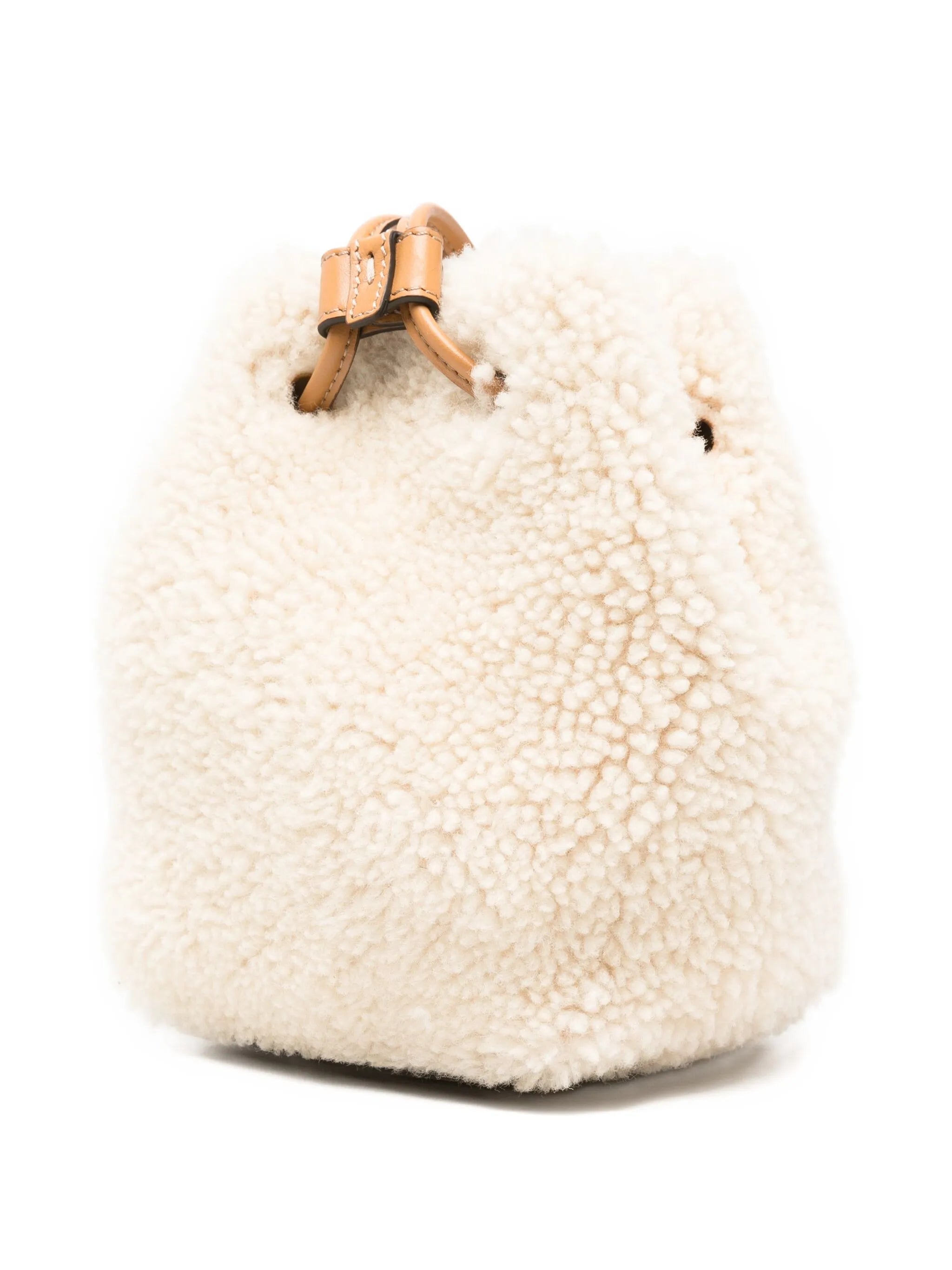 shearling bucket bag