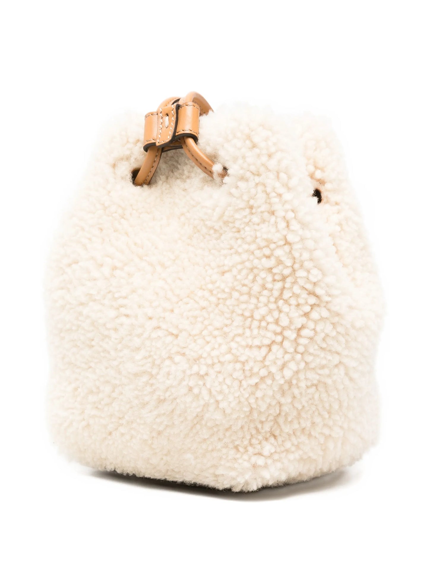 shearling bucket bag