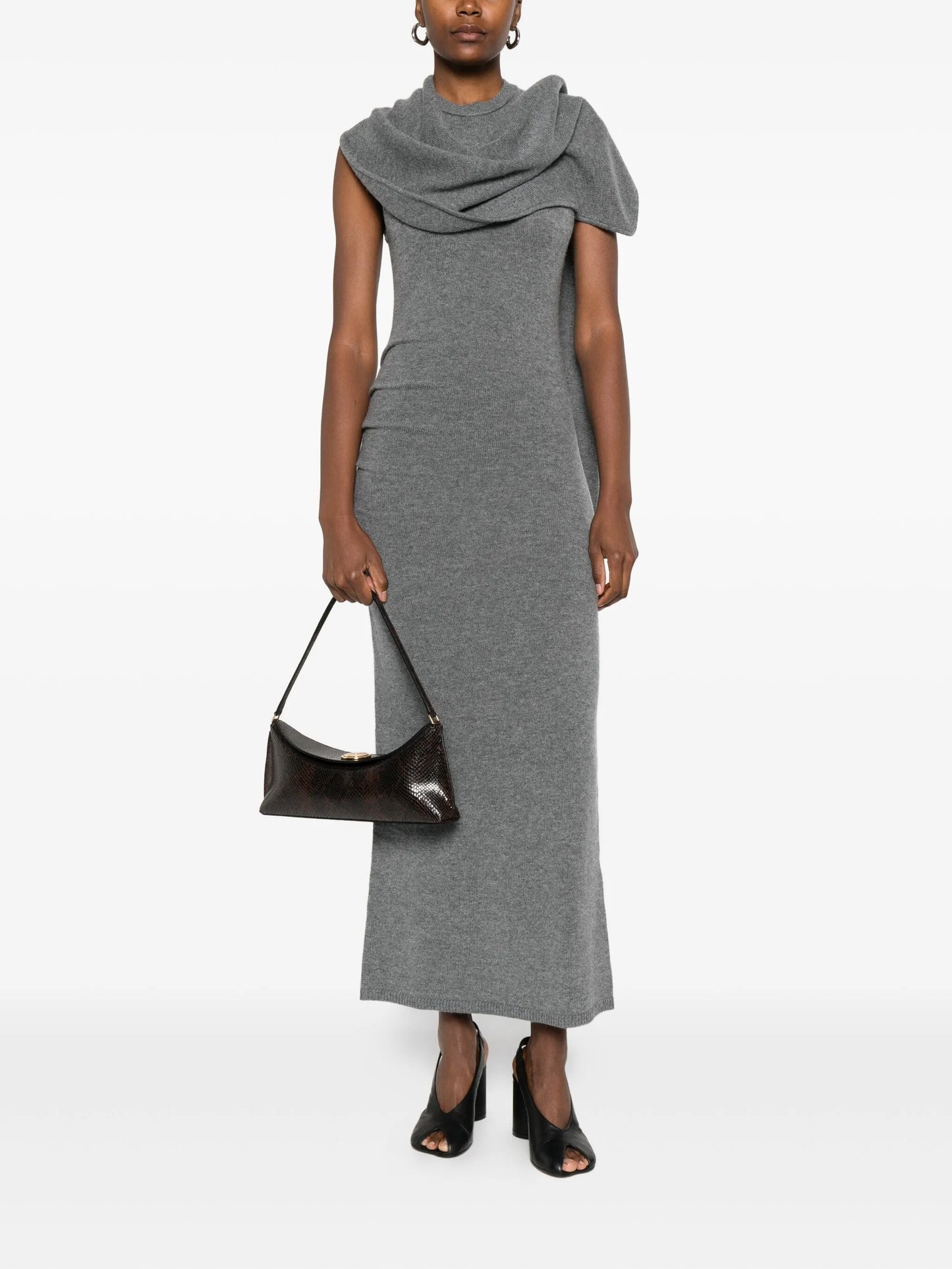 scarf-detail sleeveless maxi dress