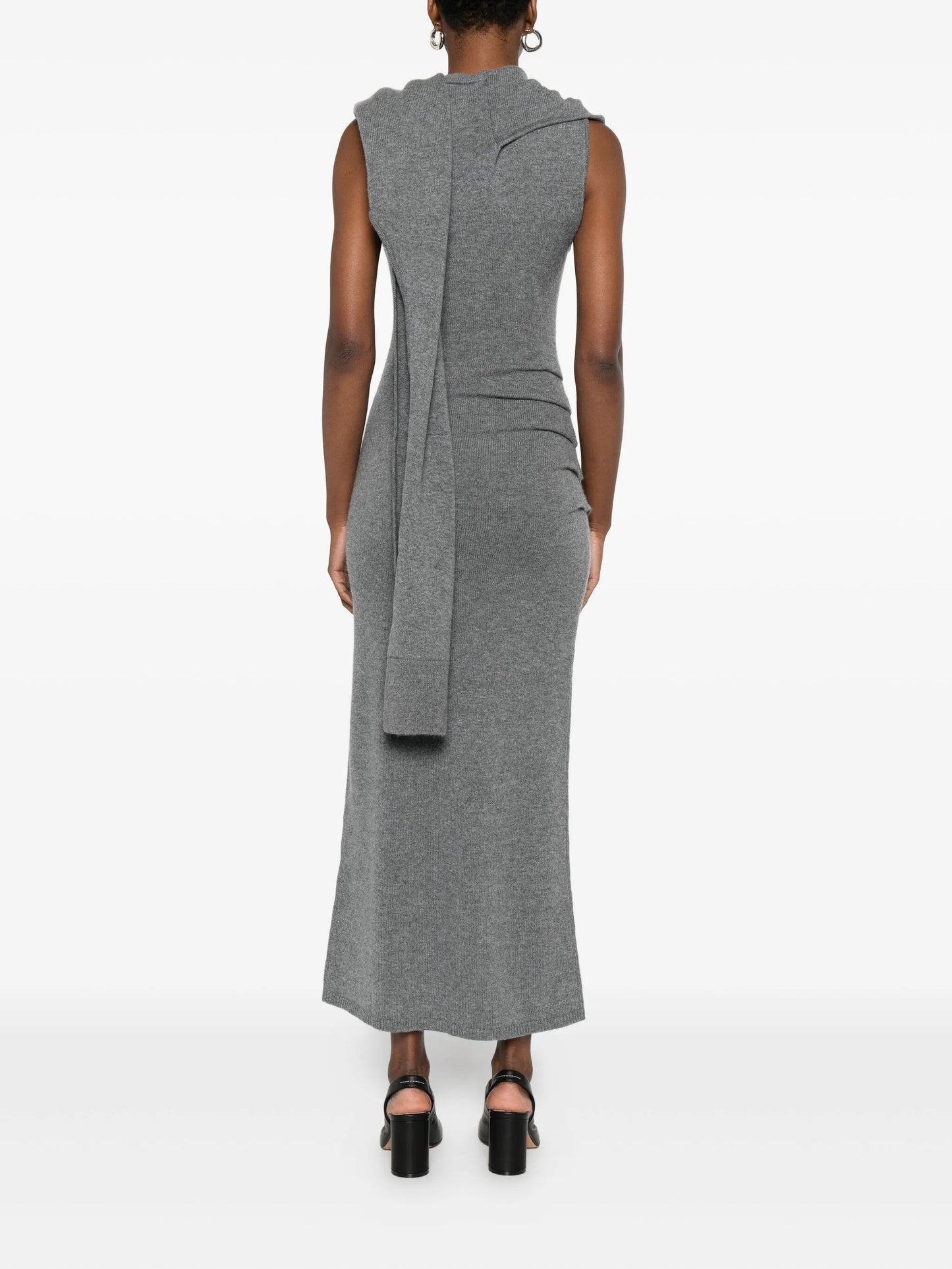 scarf-detail sleeveless maxi dress