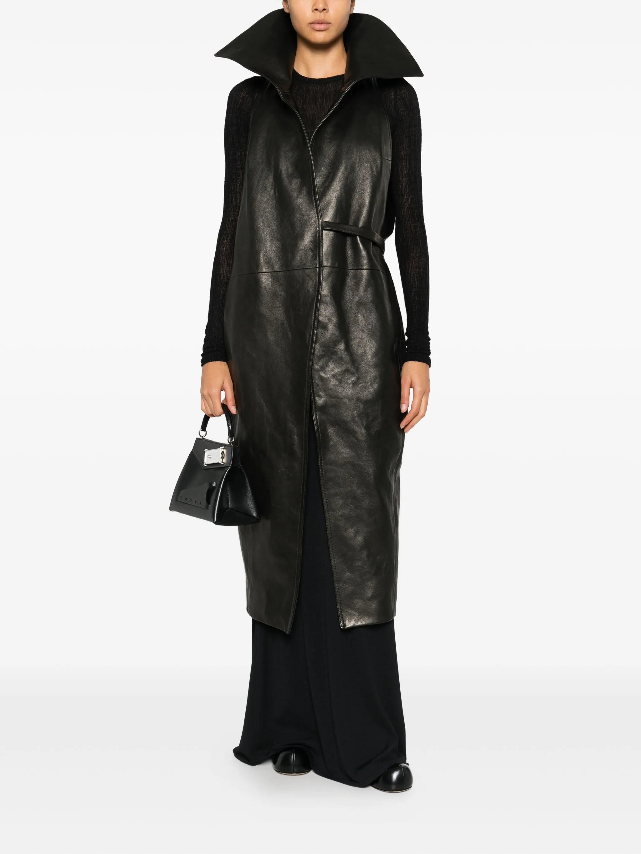 dracucollar leather coat