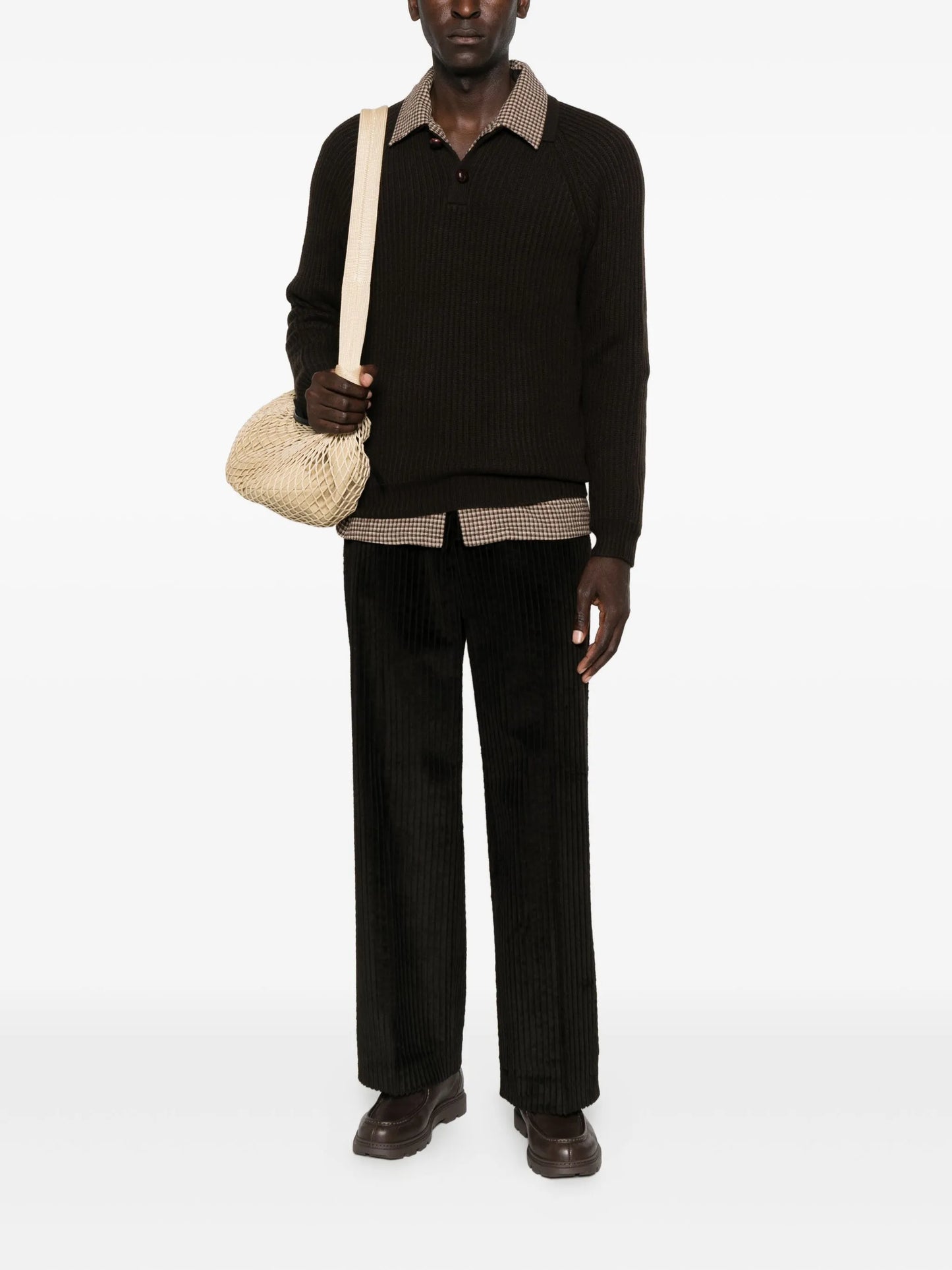 Mr. Darius ribbed-knit polo shirt
