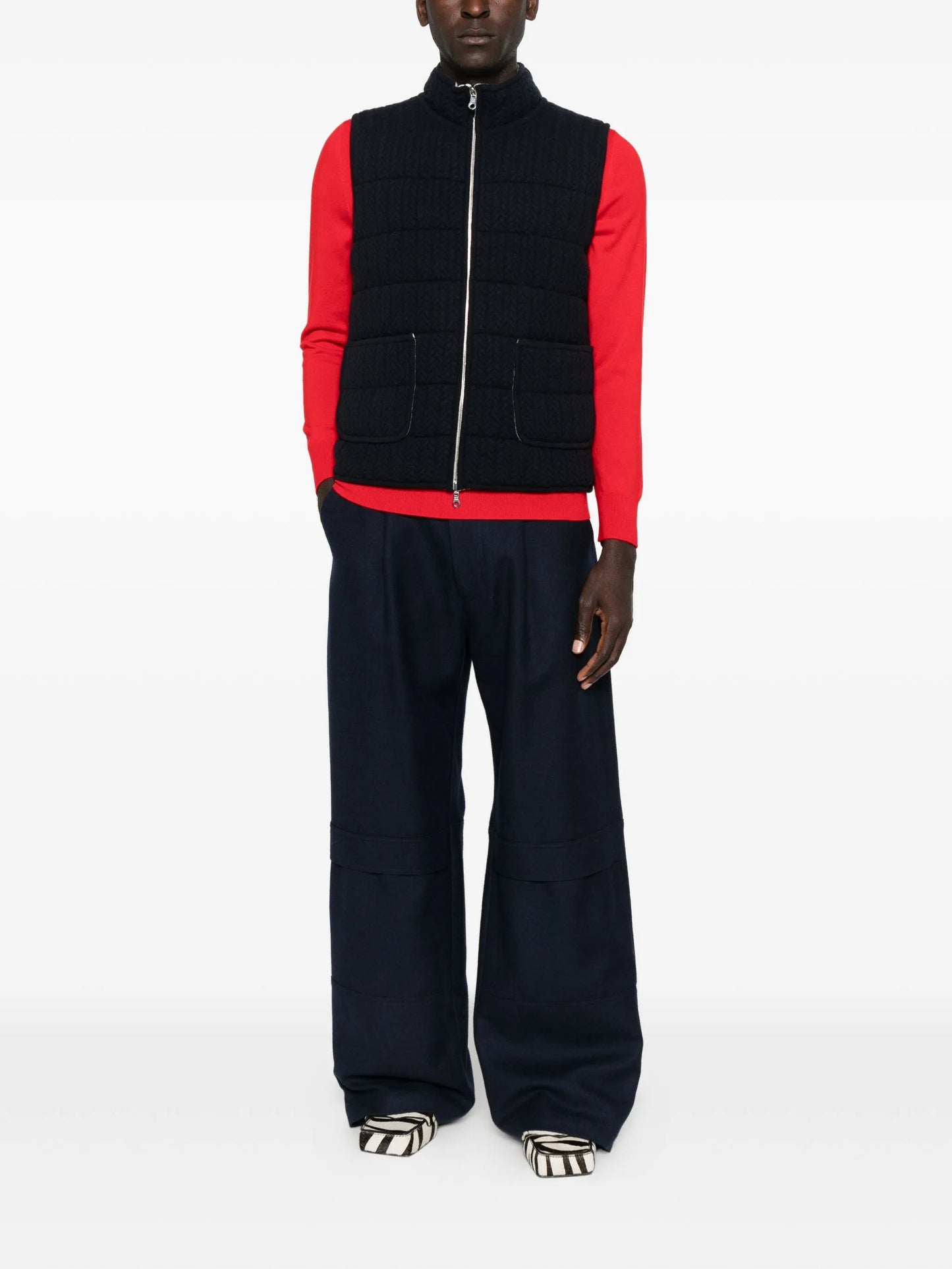 herringbone padded gilet