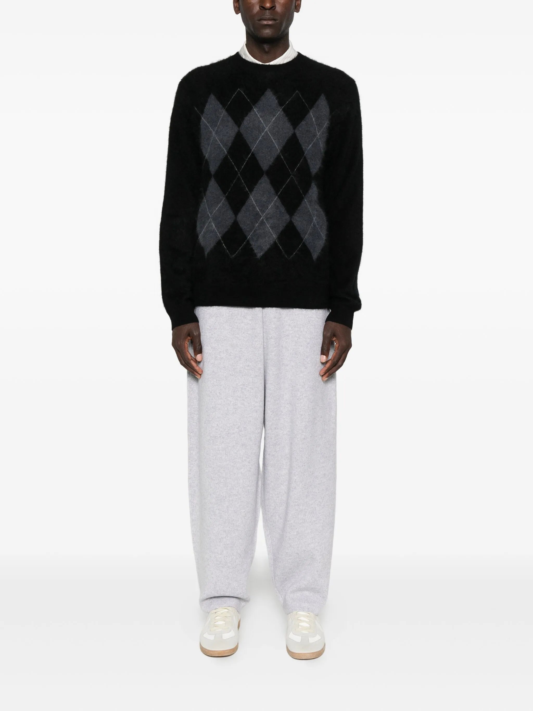 argyle brushed cashmere sweater
