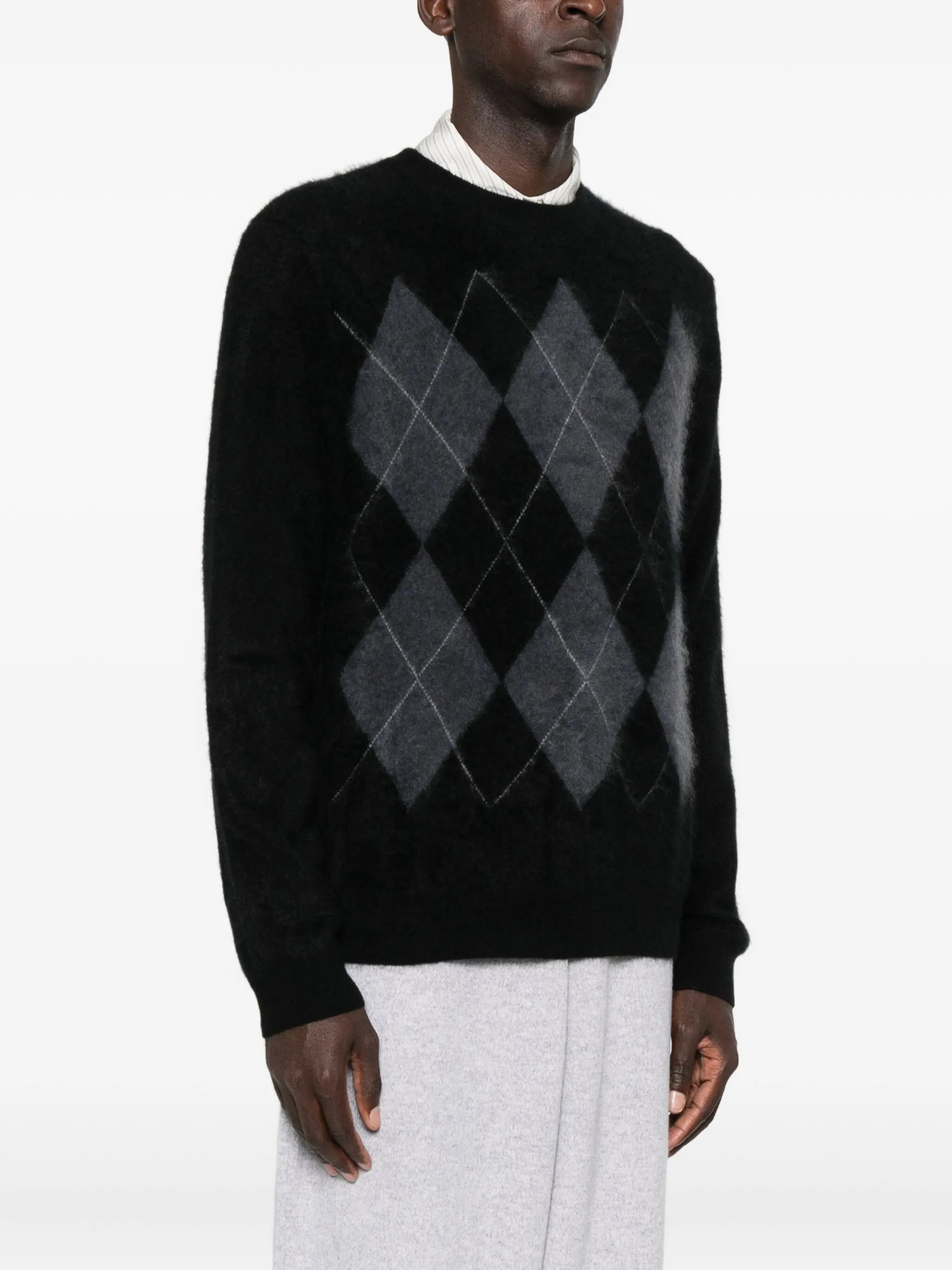 argyle brushed cashmere sweater