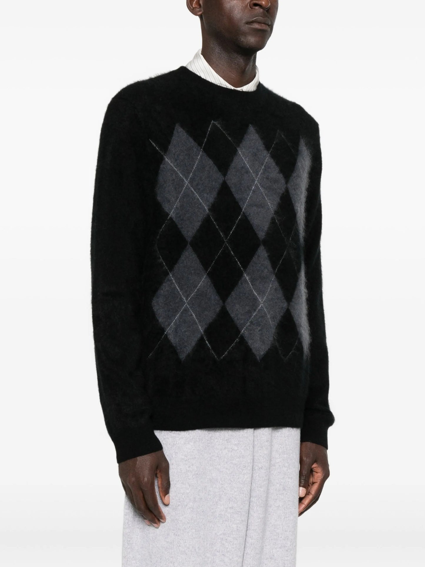 argyle brushed cashmere sweater