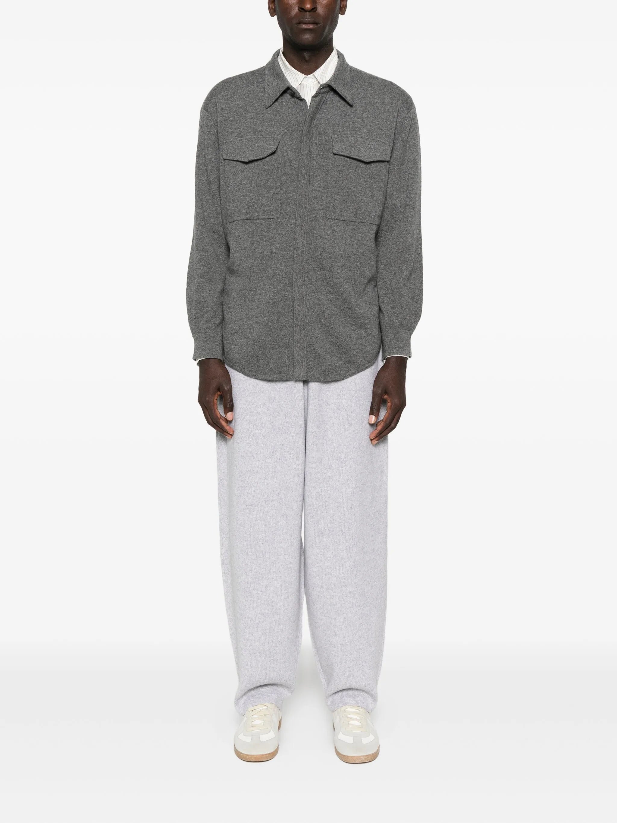 double-pocket cashmere shirt jacket