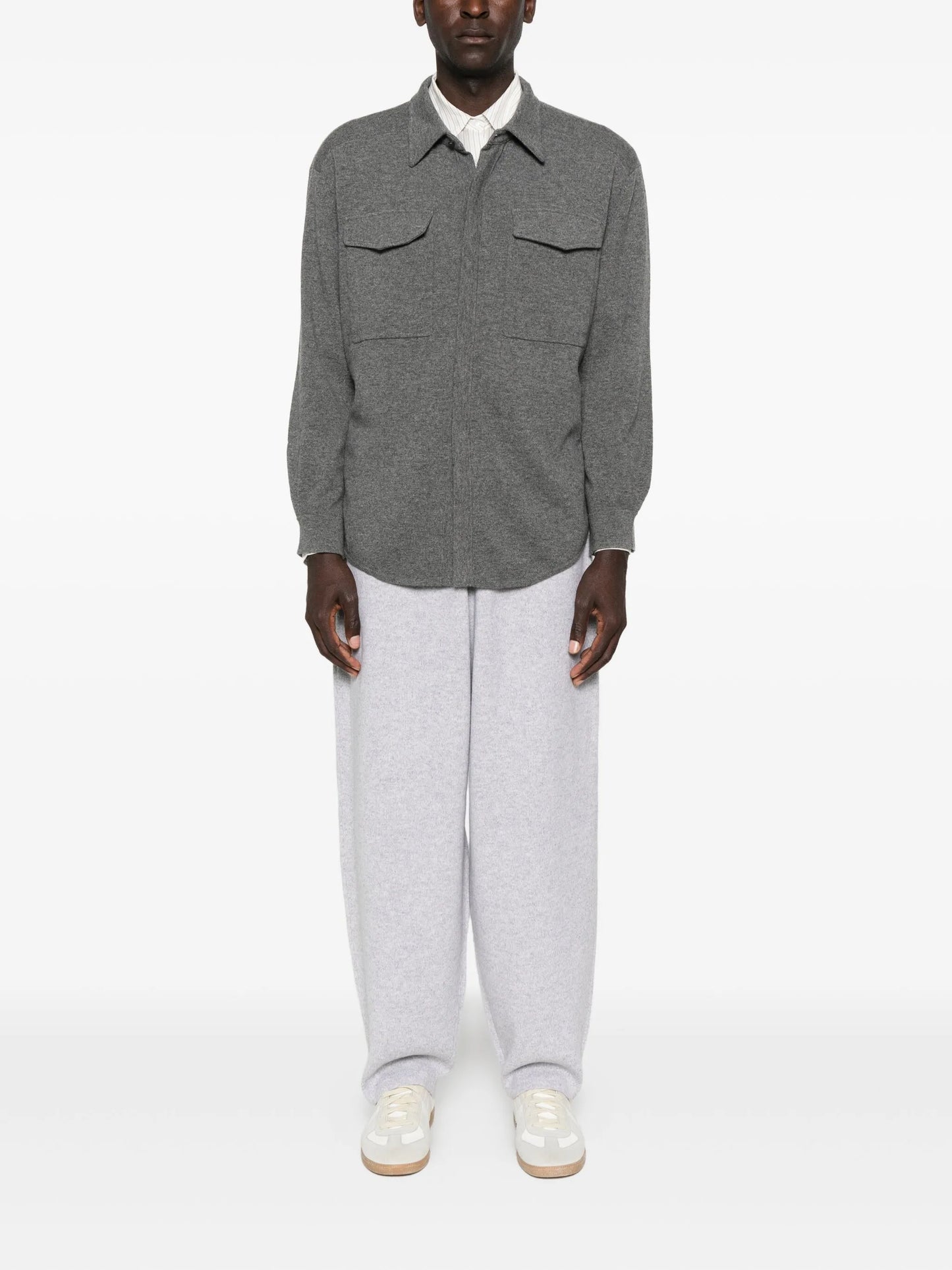 double-pocket cashmere shirt jacket