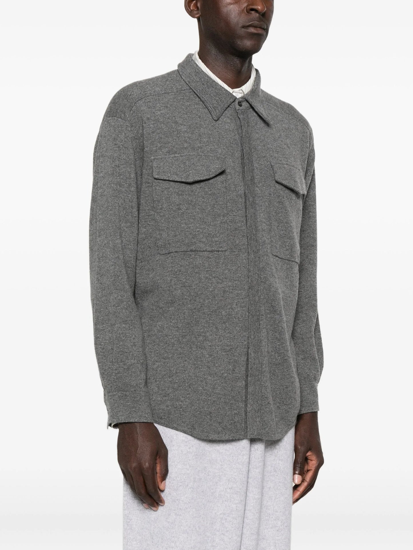 double-pocket cashmere shirt jacket