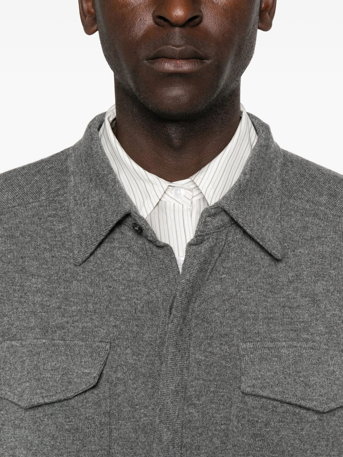 double-pocket cashmere shirt jacket