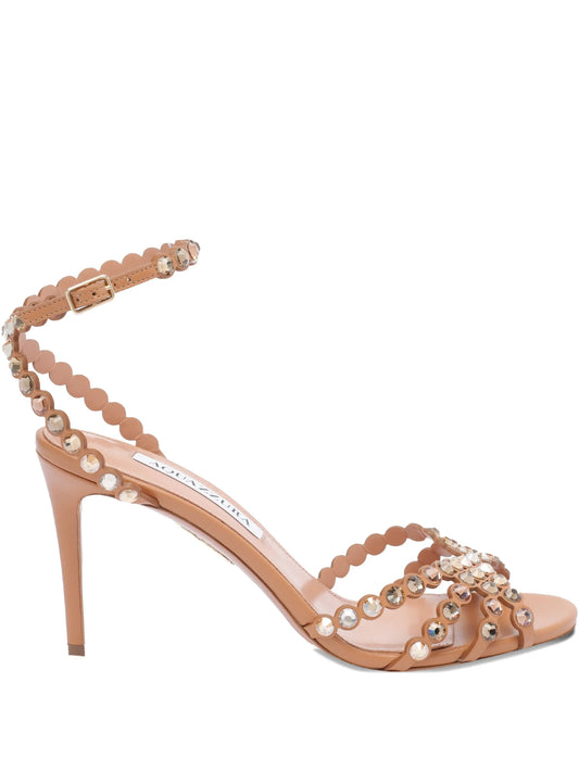85mm leather heeled sandals