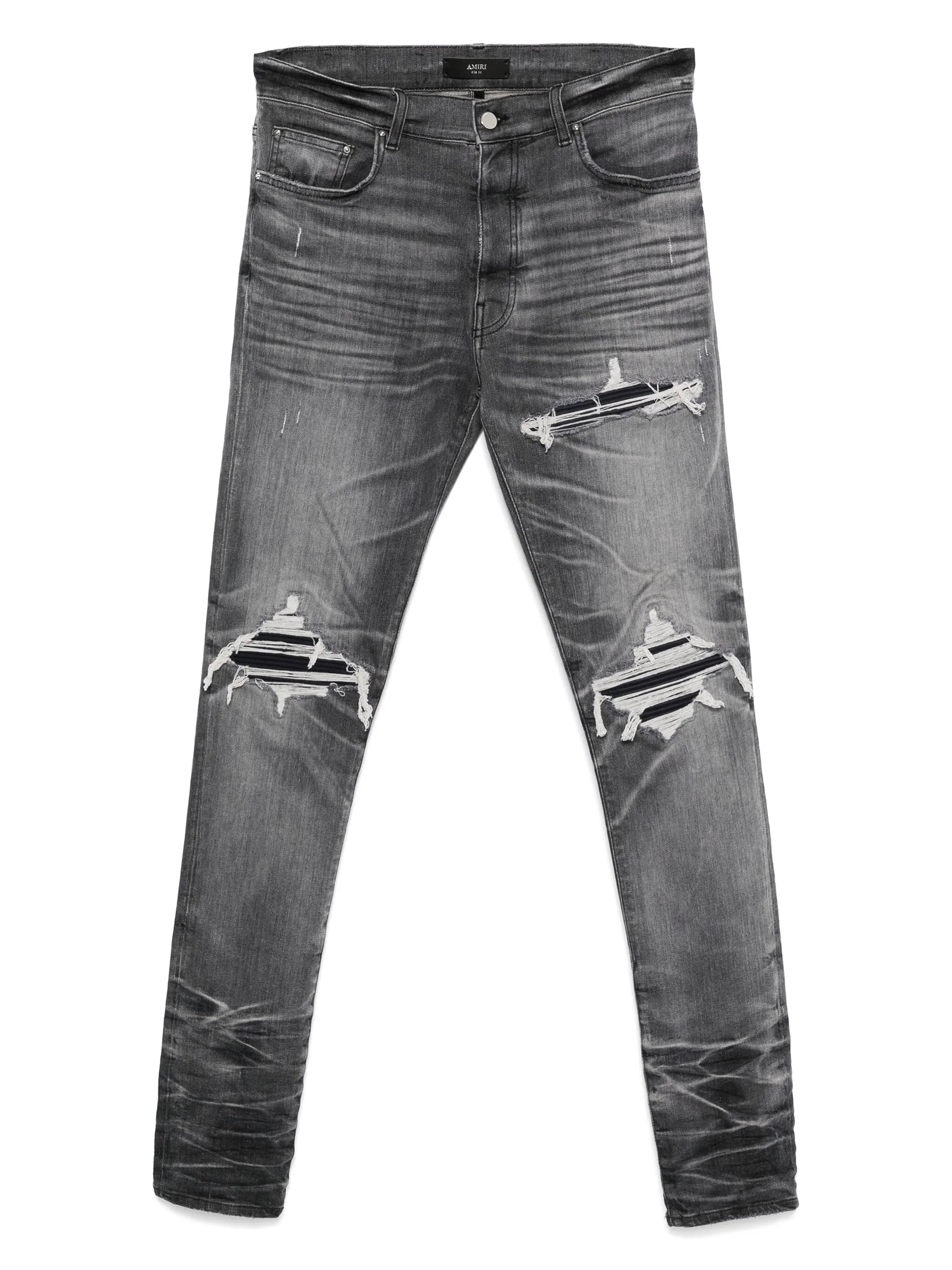 distressed straight-leg jeans