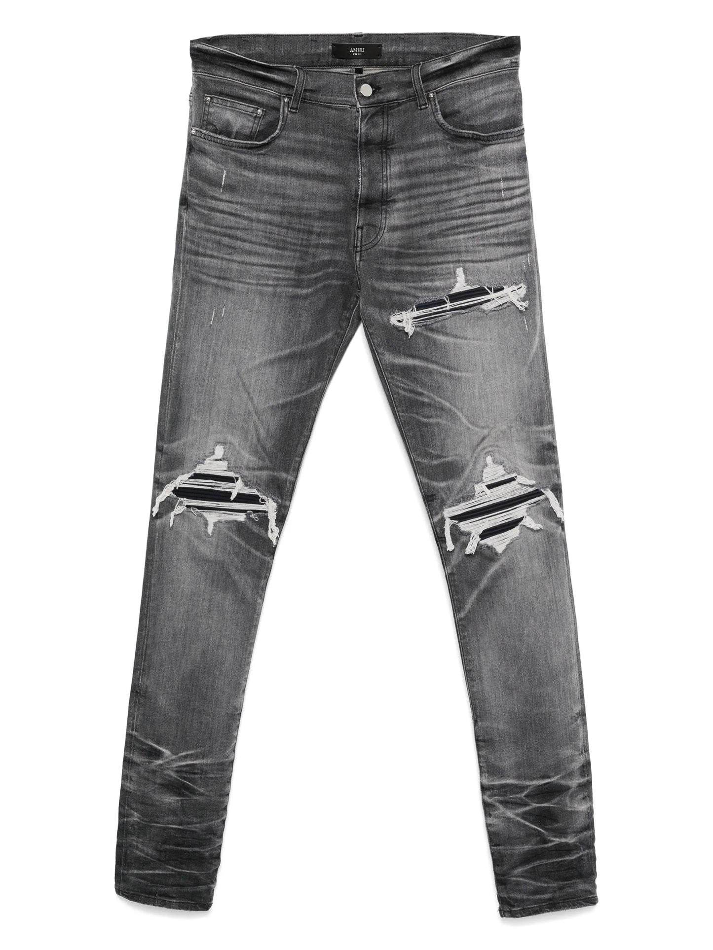 distressed straight-leg jeans
