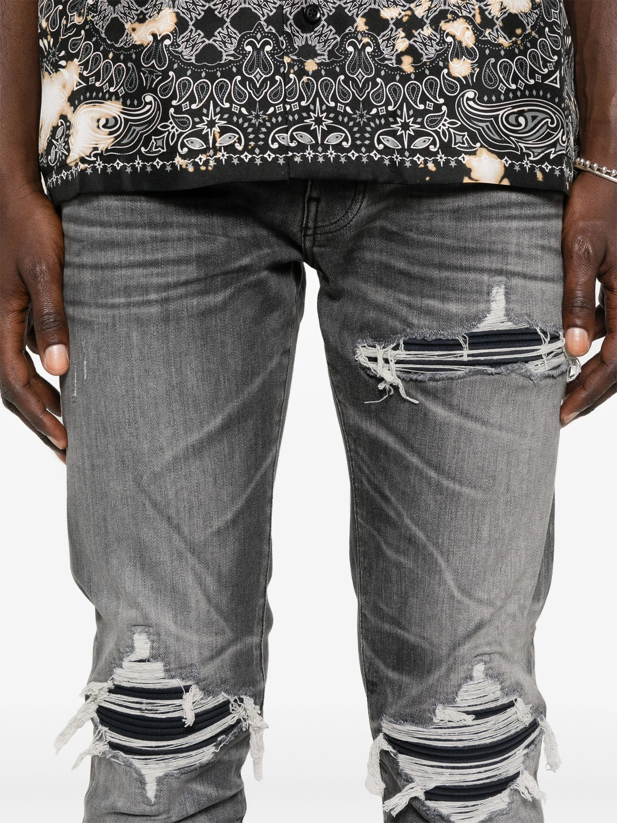 distressed straight-leg jeans