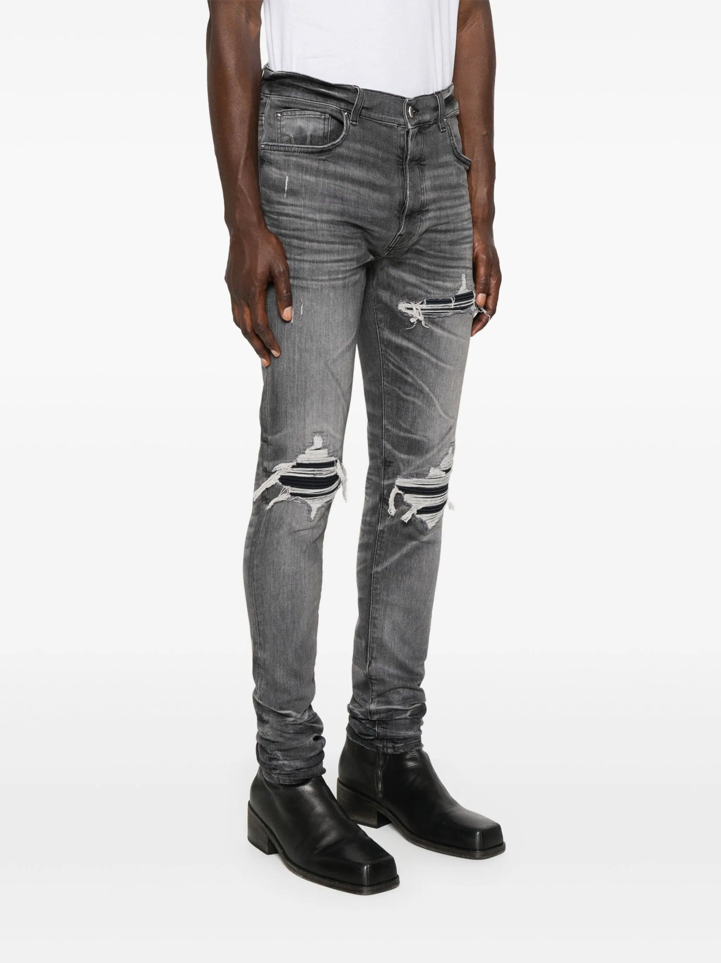 distressed straight-leg jeans