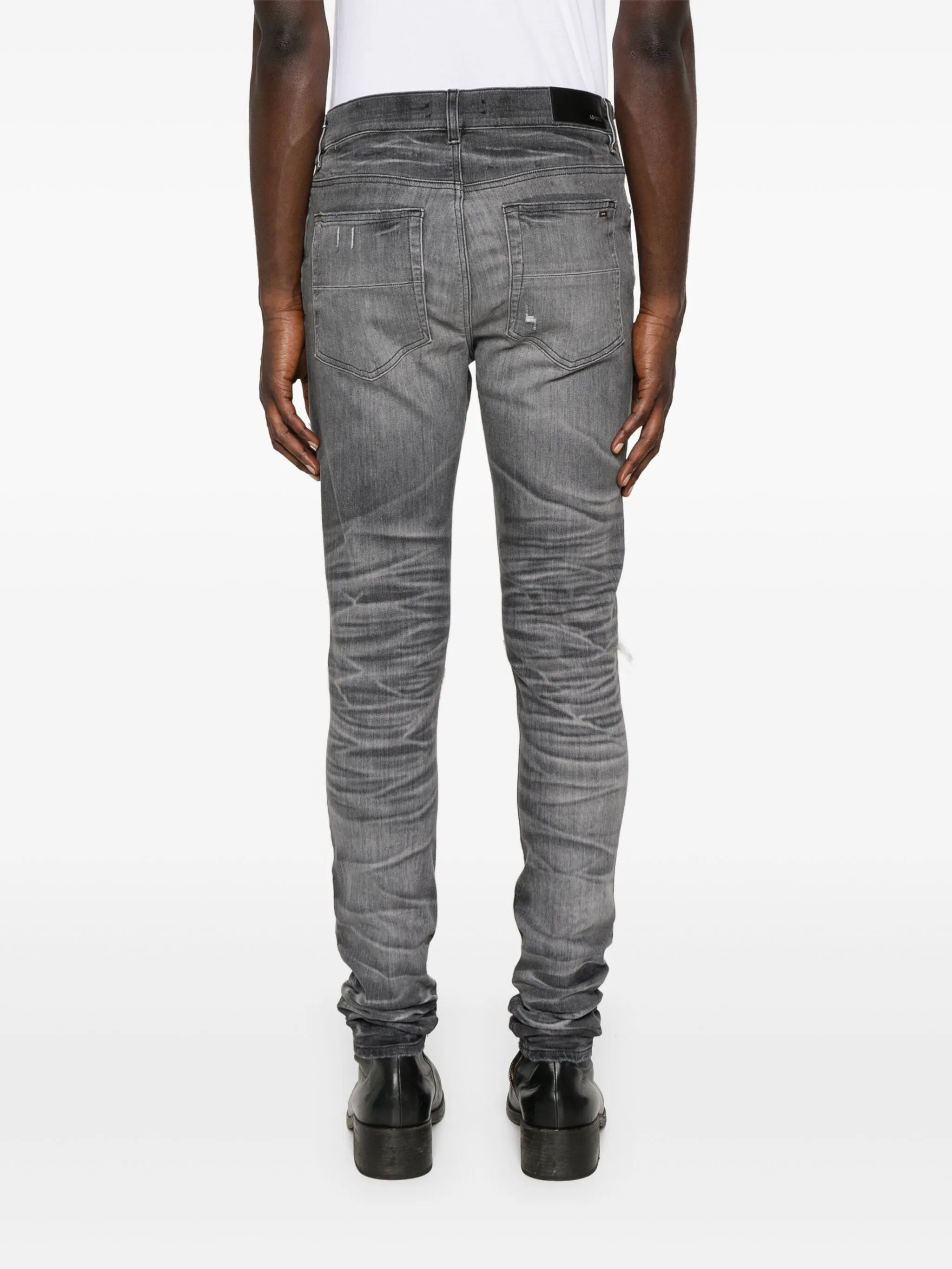 distressed straight-leg jeans