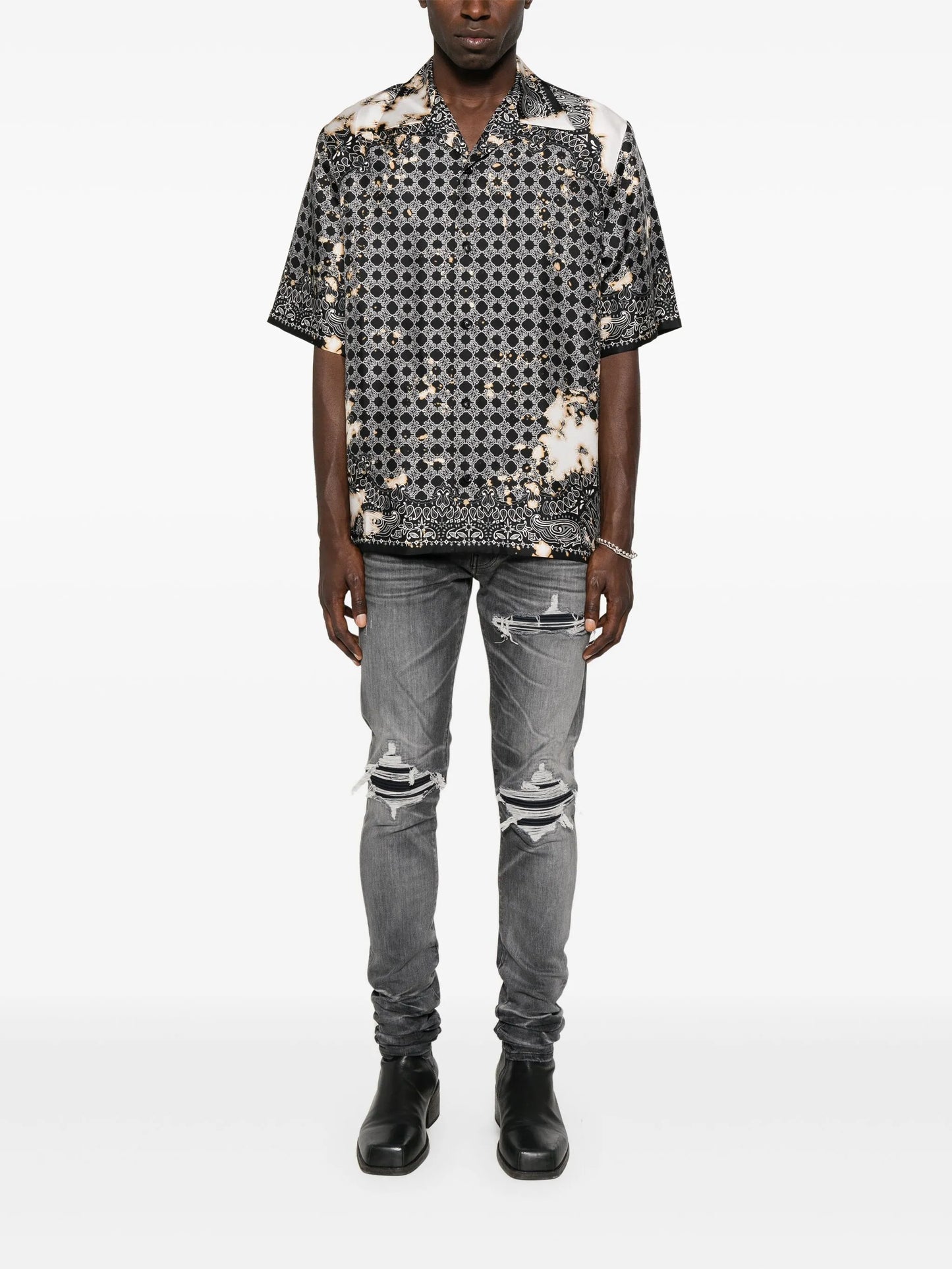 distressed straight-leg jeans