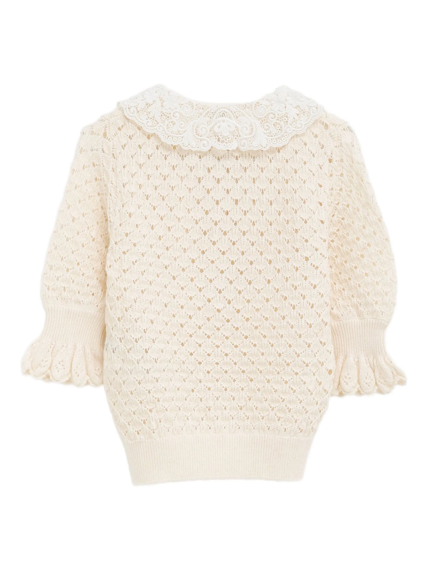 lace-collar open-knit sweater
