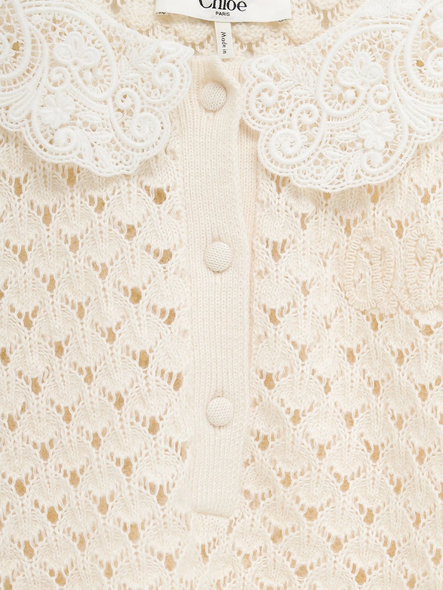 lace-collar open-knit sweater